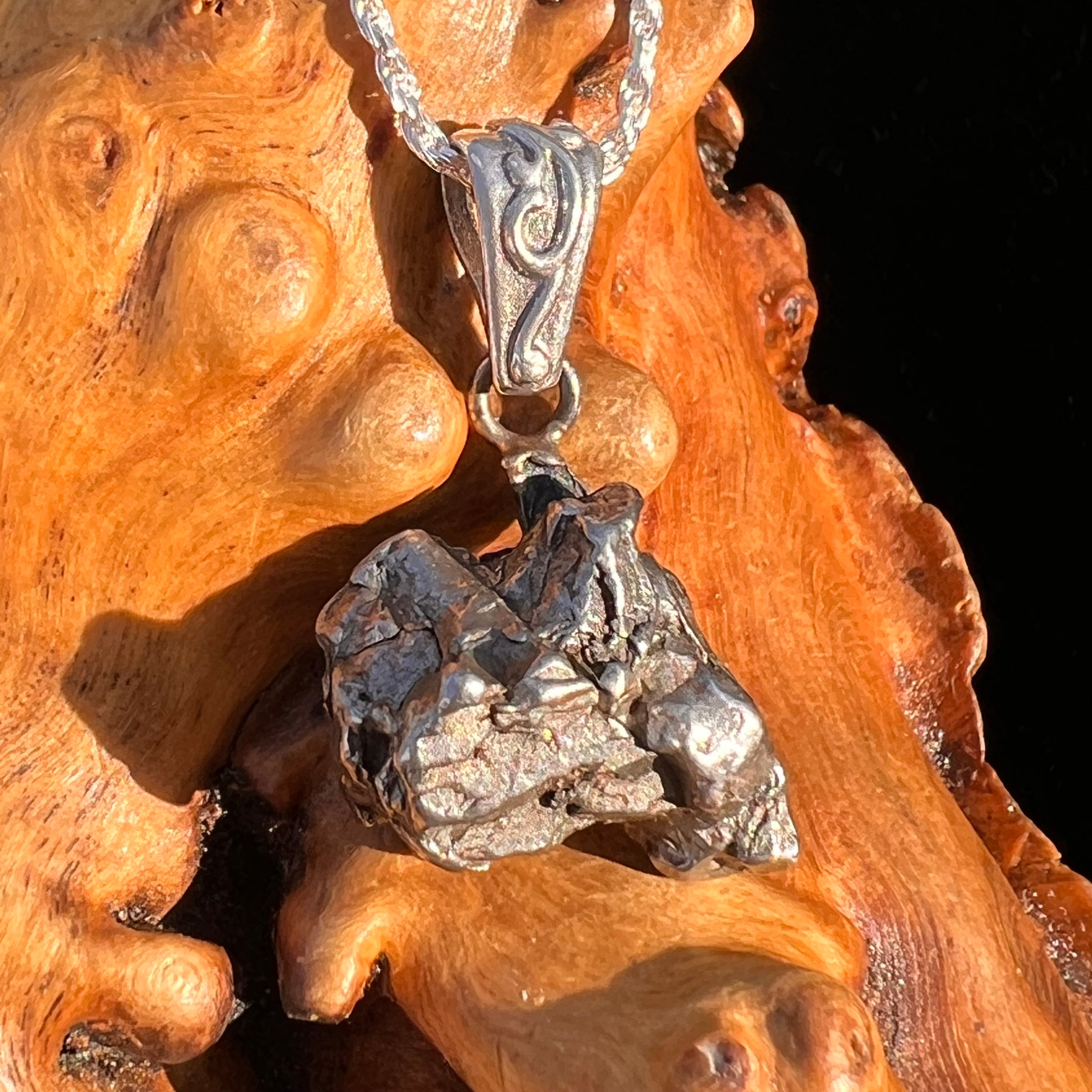 Campo Del Cielo Meteorite Pendant Sterling #7360-Moldavite Life