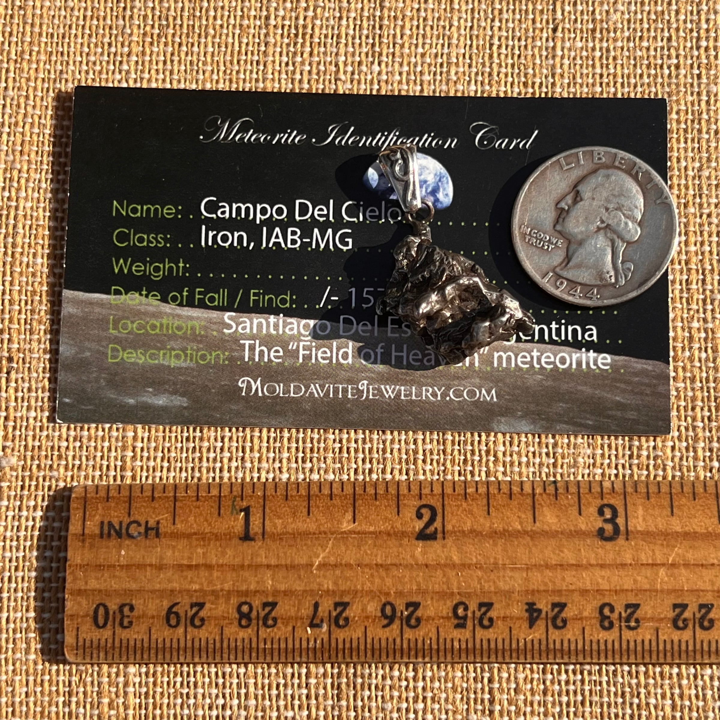 Campo Del Cielo Meteorite Pendant Sterling #7361-Moldavite Life