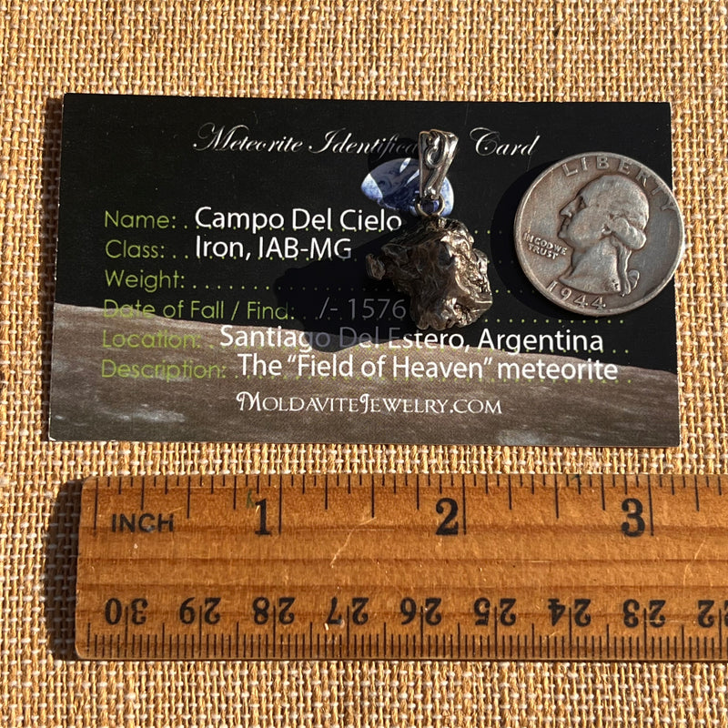 Campo Del Cielo Meteorite Pendant Sterling #7362-Moldavite Life