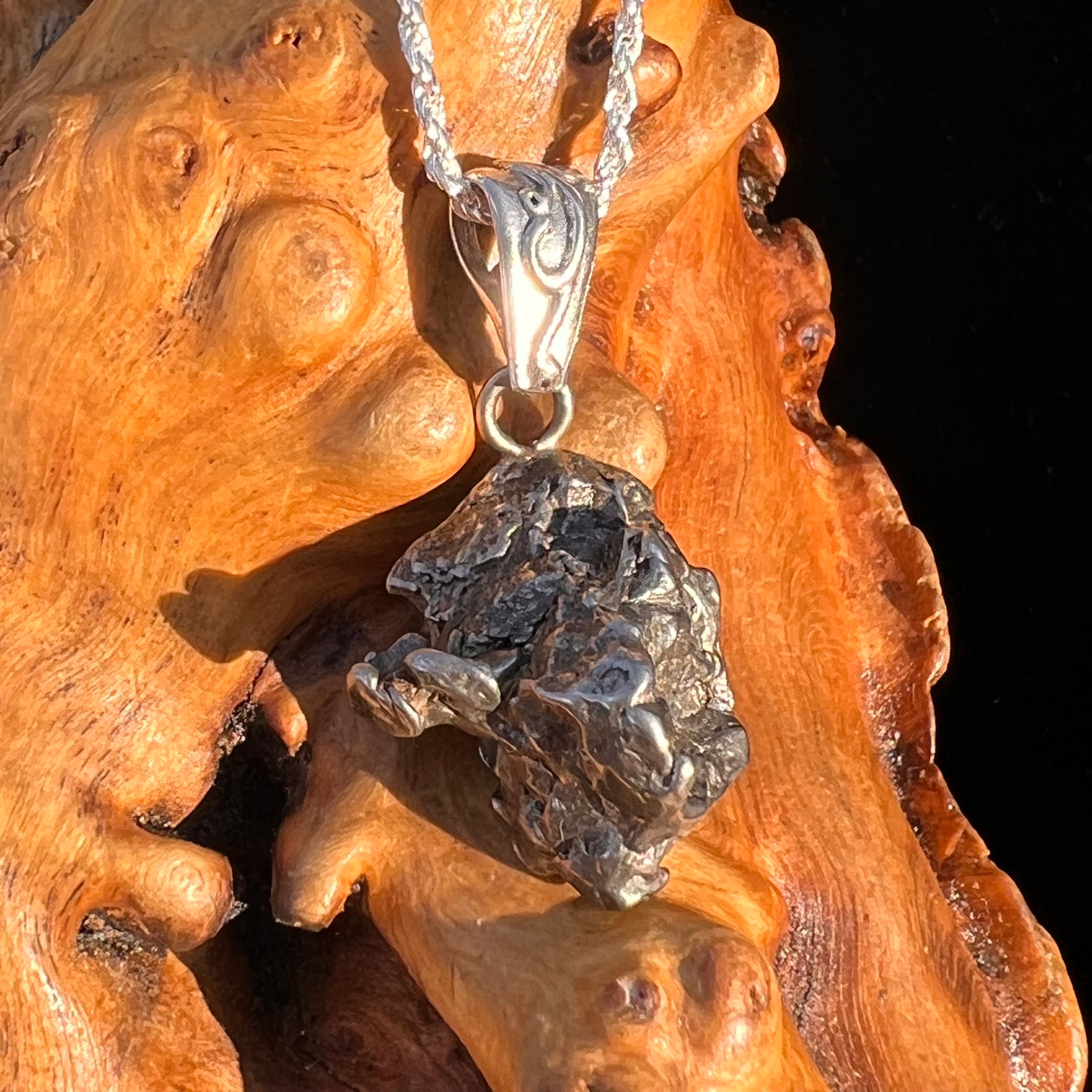 Campo Del Cielo Meteorite Pendant Sterling #7362-Moldavite Life