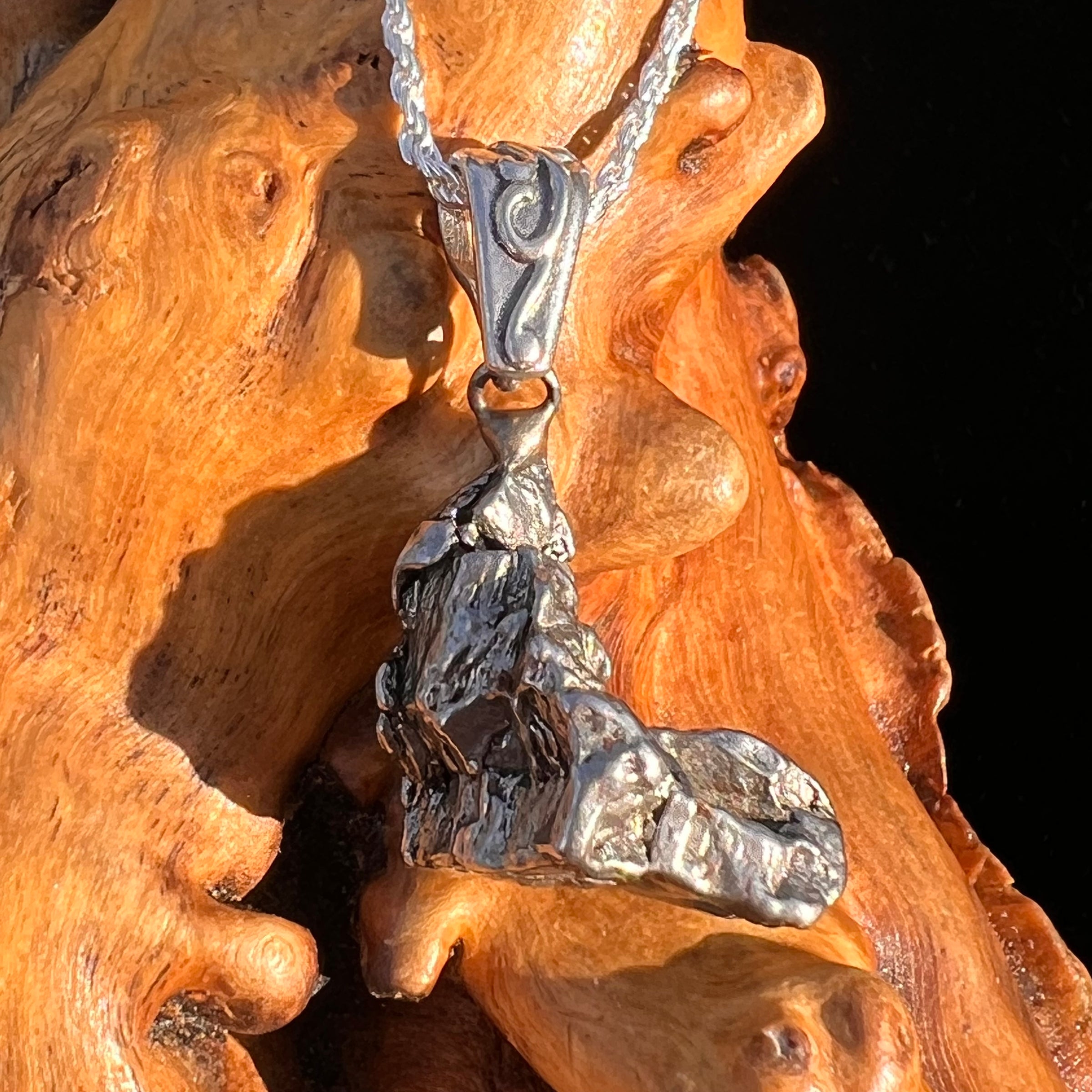 Campo Del Cielo Meteorite Pendant Sterling #7363-Moldavite Life