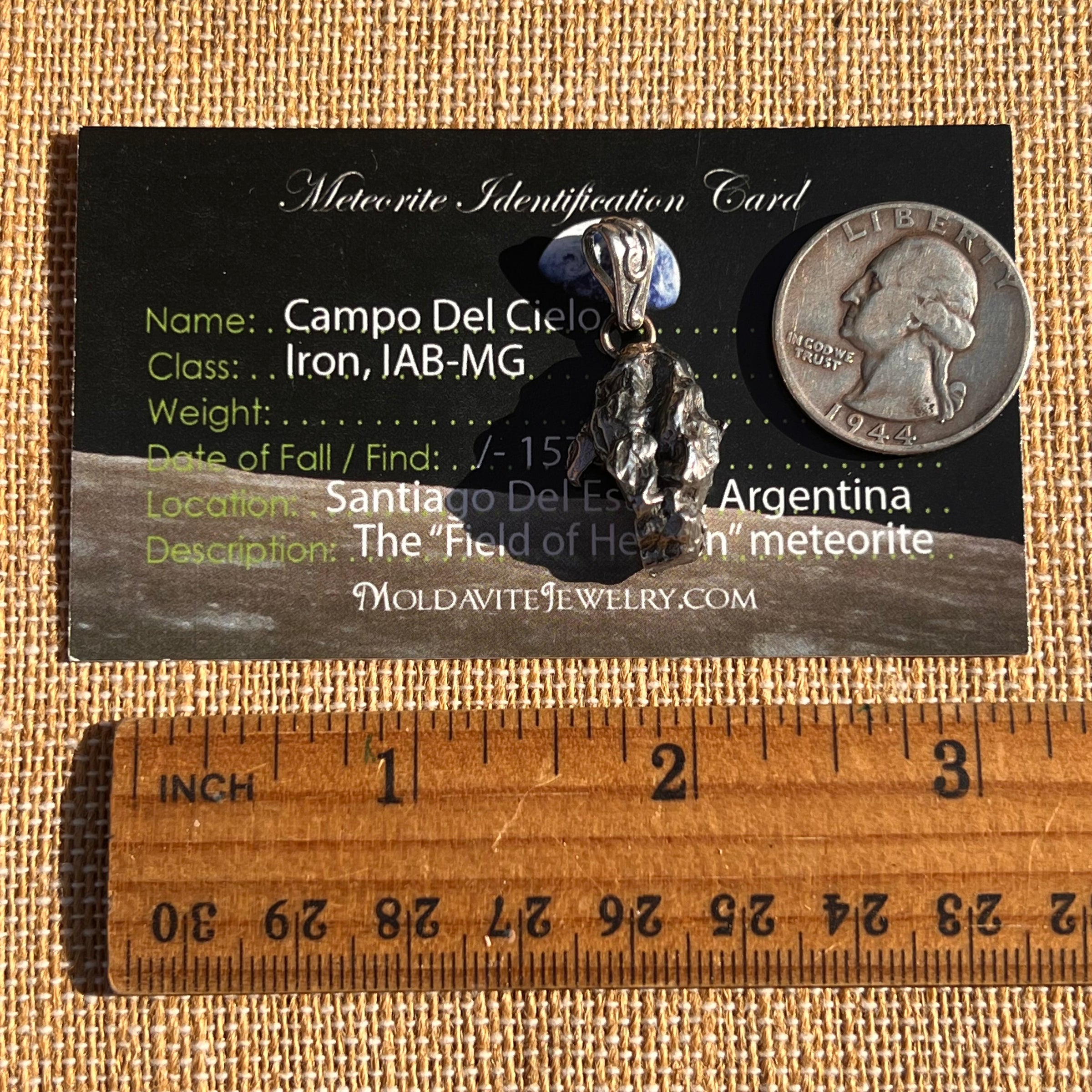 Campo Del Cielo Meteorite Pendant Sterling #7364-Moldavite Life