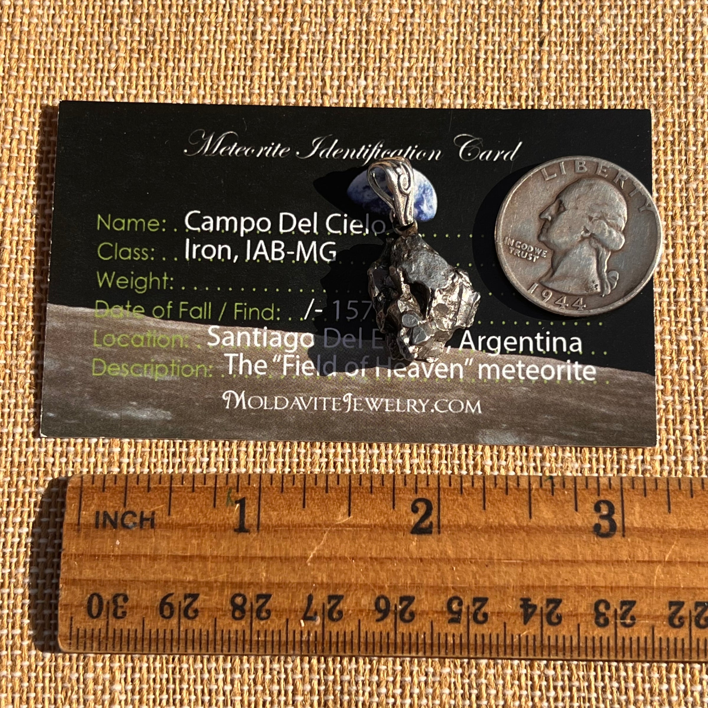 Campo Del Cielo Meteorite Pendant Sterling #7365-Moldavite Life