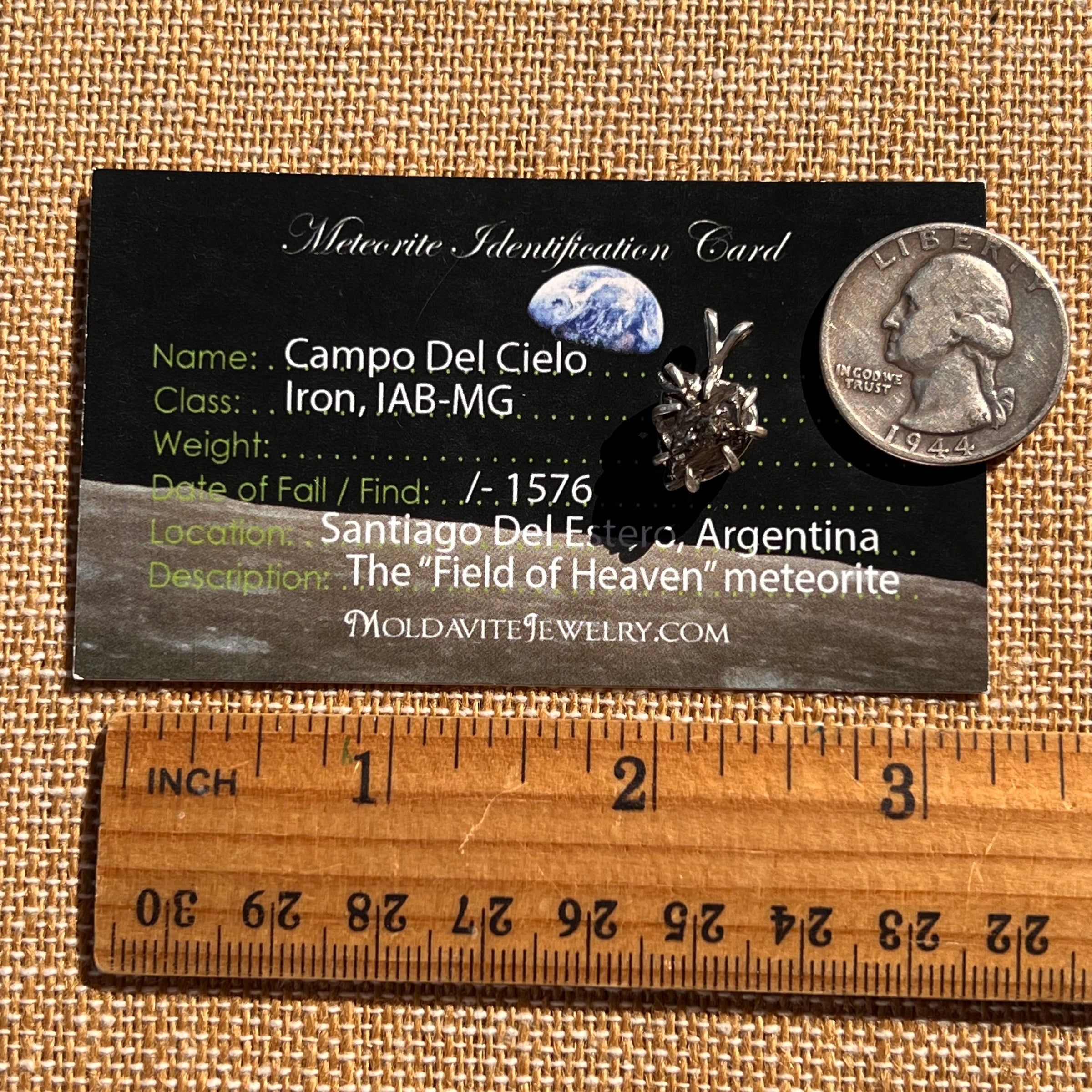 Campo Del Cielo Meteorite Pendant Sterling #7368-Moldavite Life