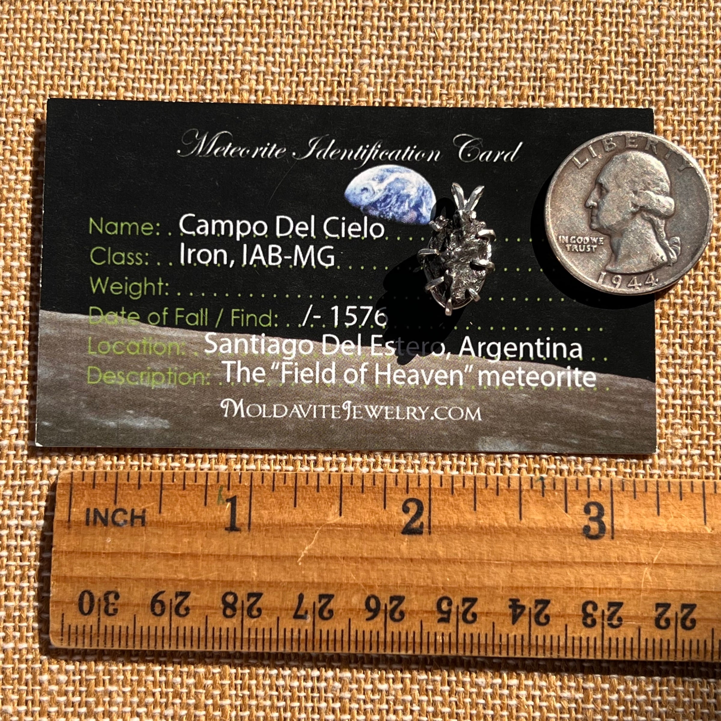 Campo Del Cielo Meteorite Pendant Sterling #7372-Moldavite Life