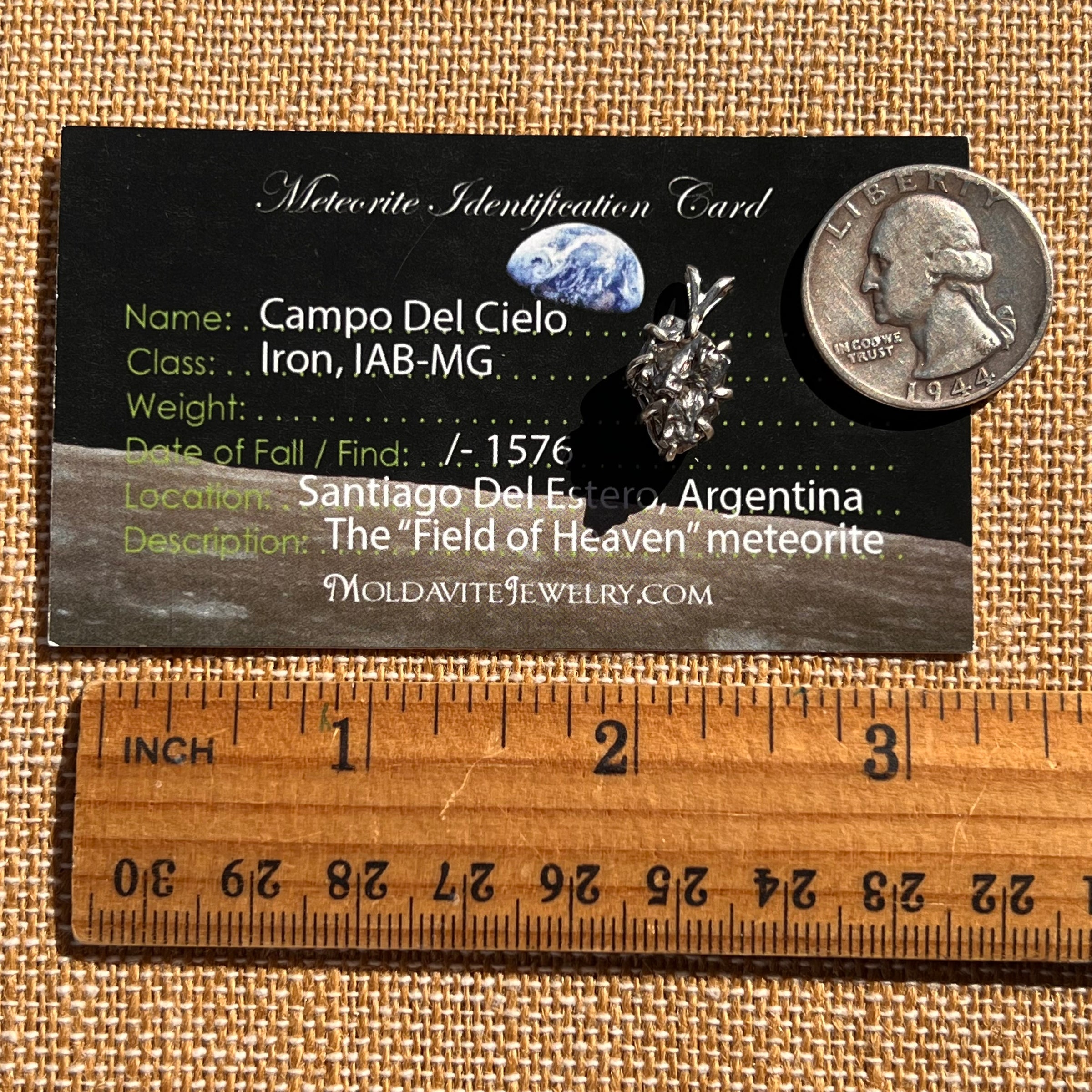 Campo Del Cielo Meteorite Pendant Sterling #7373-Moldavite Life