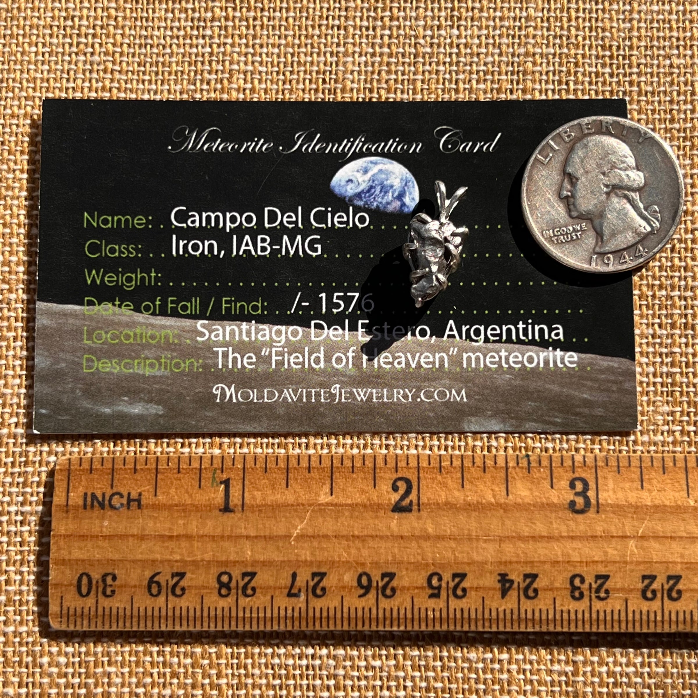 Campo Del Cielo Meteorite Pendant Sterling #7374-Moldavite Life