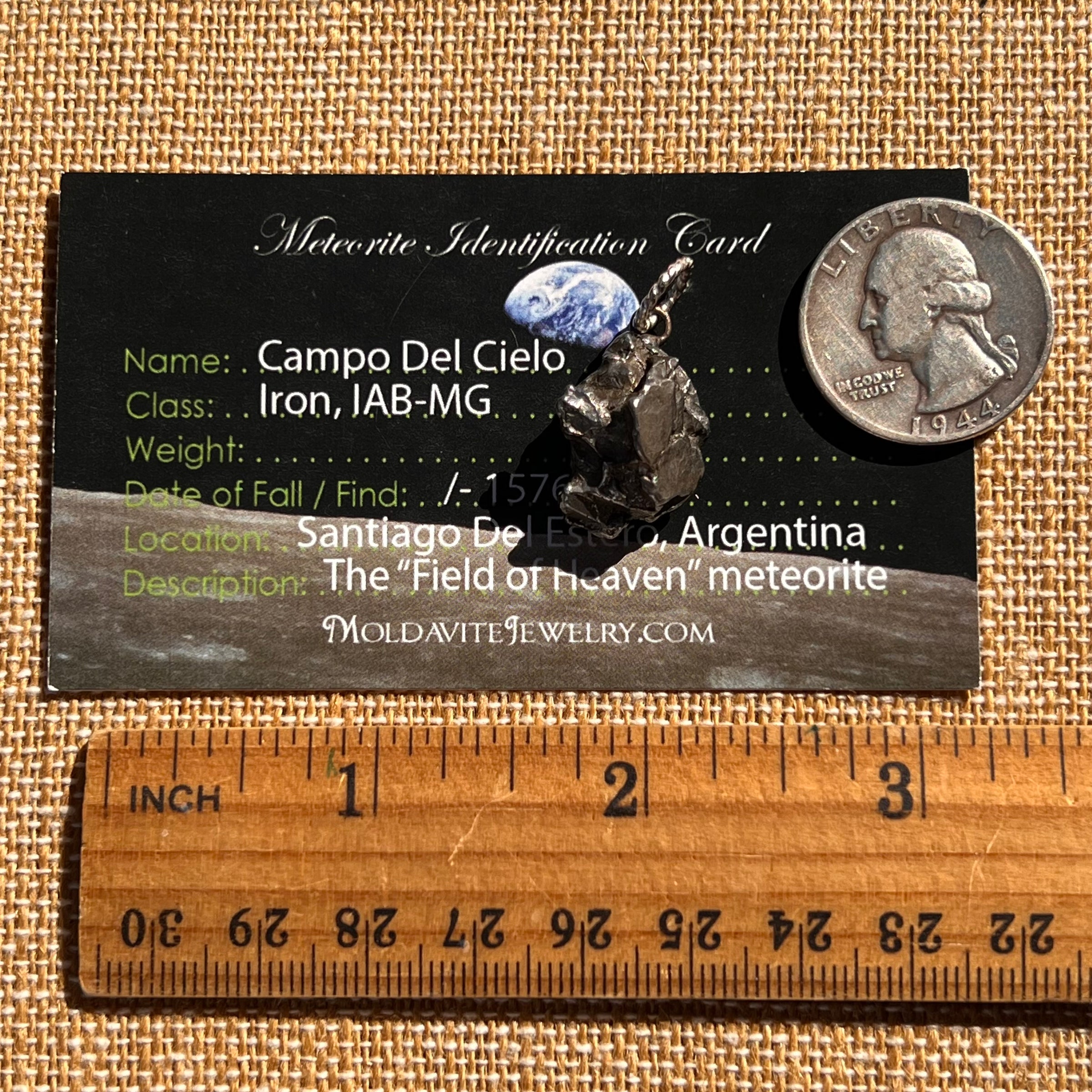 Campo Del Cielo Meteorite Pendant Sterling #7375-Moldavite Life
