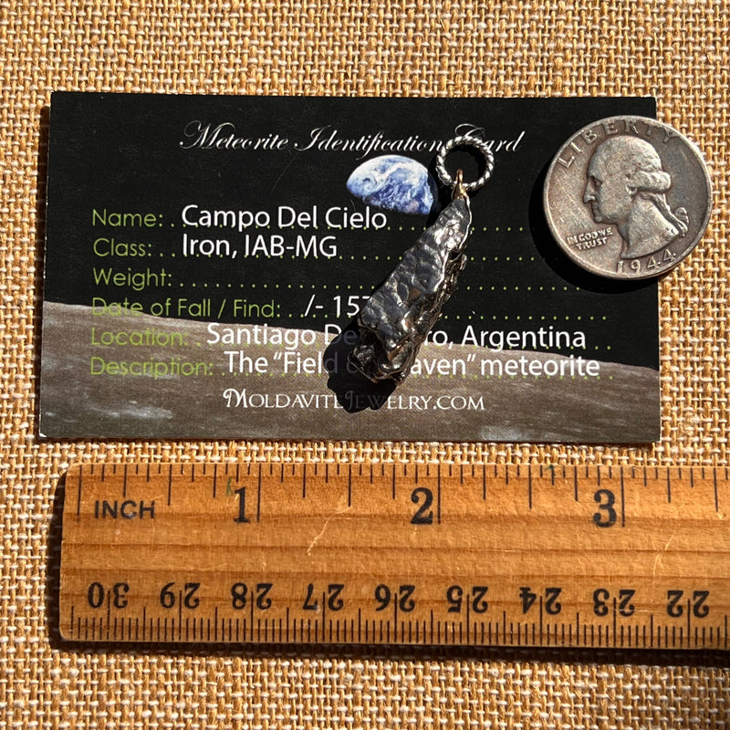 Campo Del Cielo Meteorite Pendant Sterling #7376-Moldavite Life