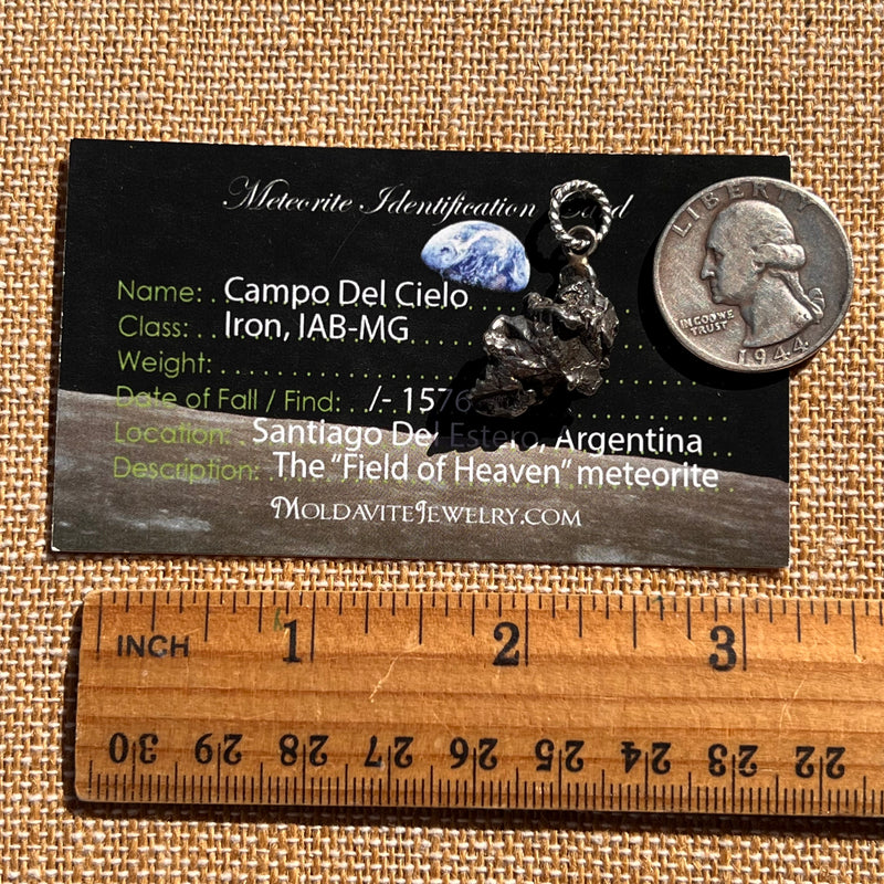 Campo Del Cielo Meteorite Pendant Sterling #7377-Moldavite Life