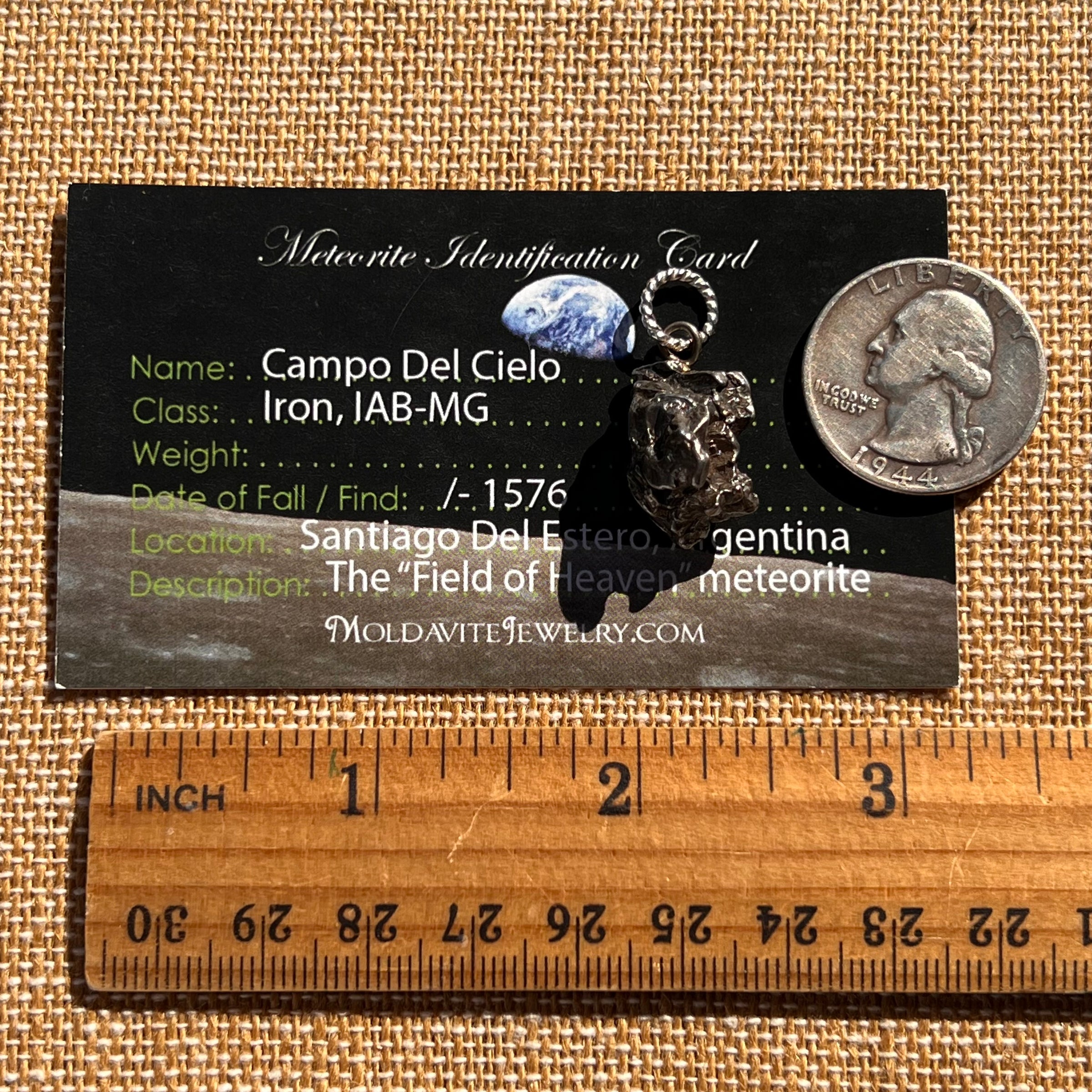 Campo Del Cielo Meteorite Pendant Sterling #7379-Moldavite Life