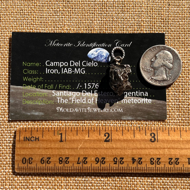Campo Del Cielo Meteorite Pendant Sterling #7379-Moldavite Life