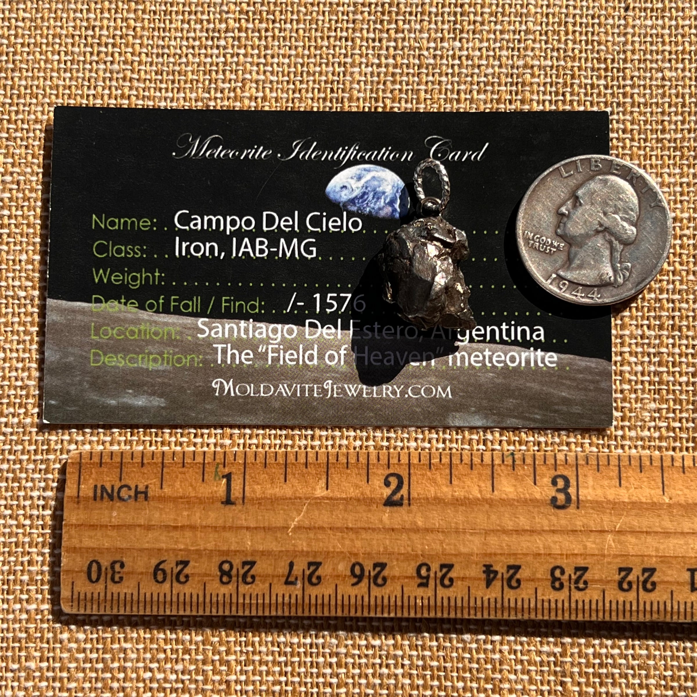 Campo Del Cielo Meteorite Pendant Sterling #7380-Moldavite Life
