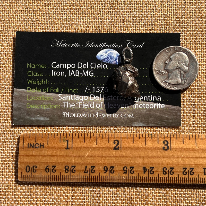 Campo Del Cielo Meteorite Pendant Sterling #7380-Moldavite Life