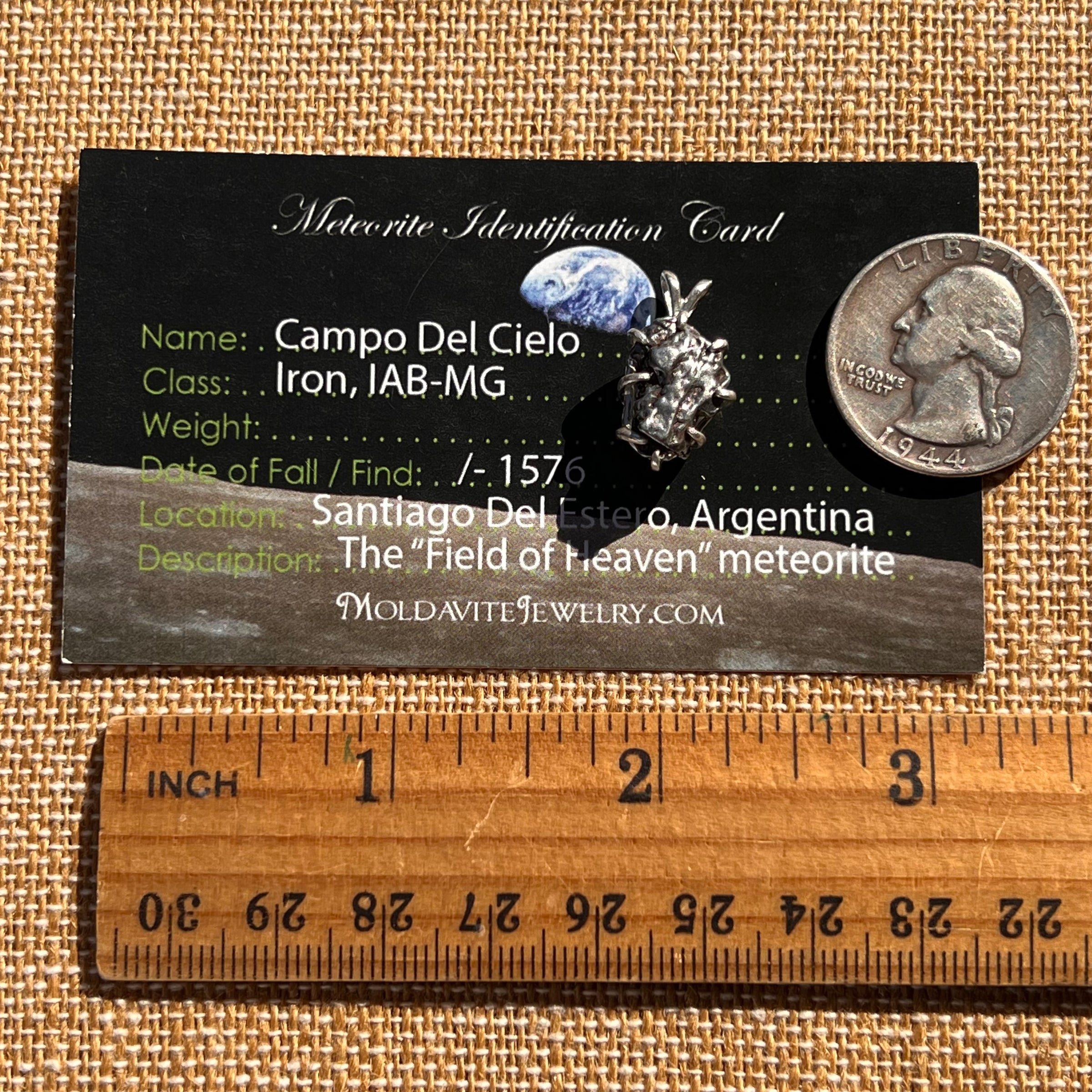 Campo Del Cielo Meteorite Pendant Sterling #7382-Moldavite Life