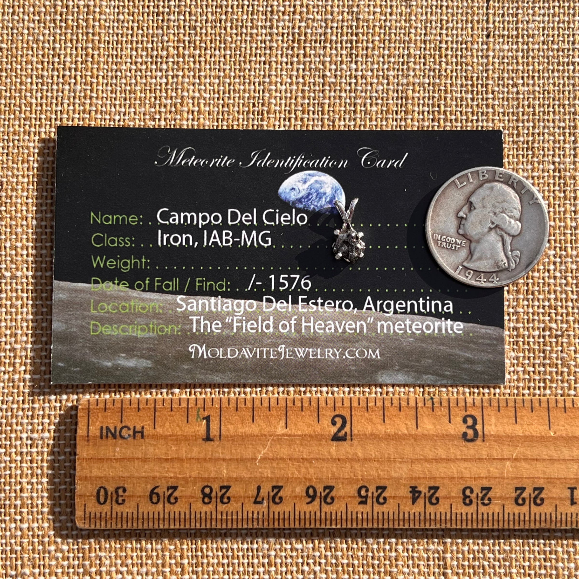 Campo Del Cielo Meteorite Pendant Sterling #7715-Moldavite Life