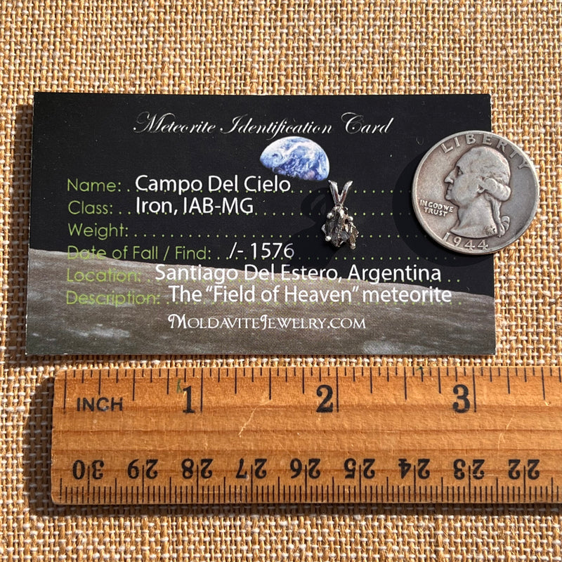 Campo Del Cielo Meteorite Pendant Sterling #7716-Moldavite Life