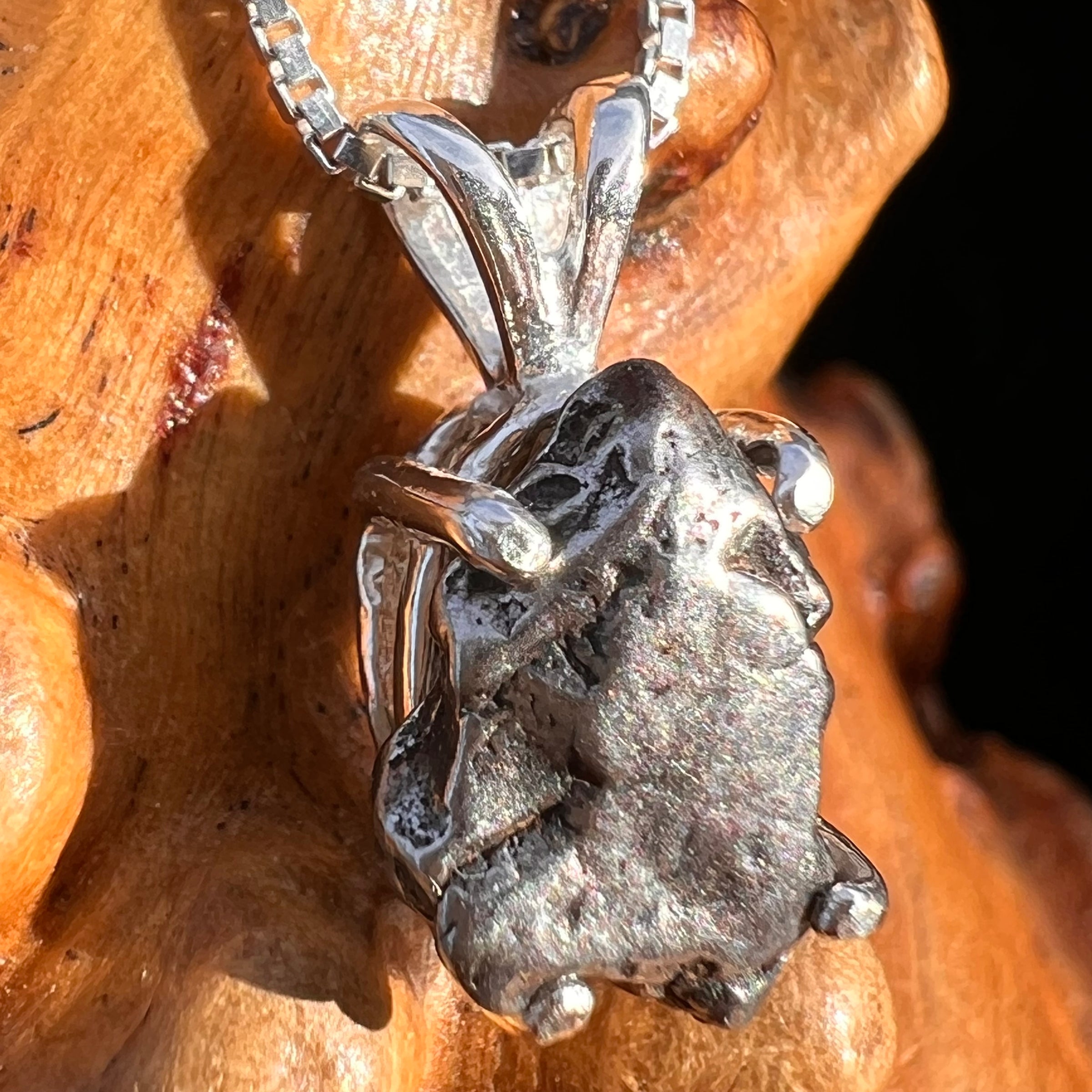 Campo Del Cielo Meteorite Pendant Sterling #7727-Moldavite Life