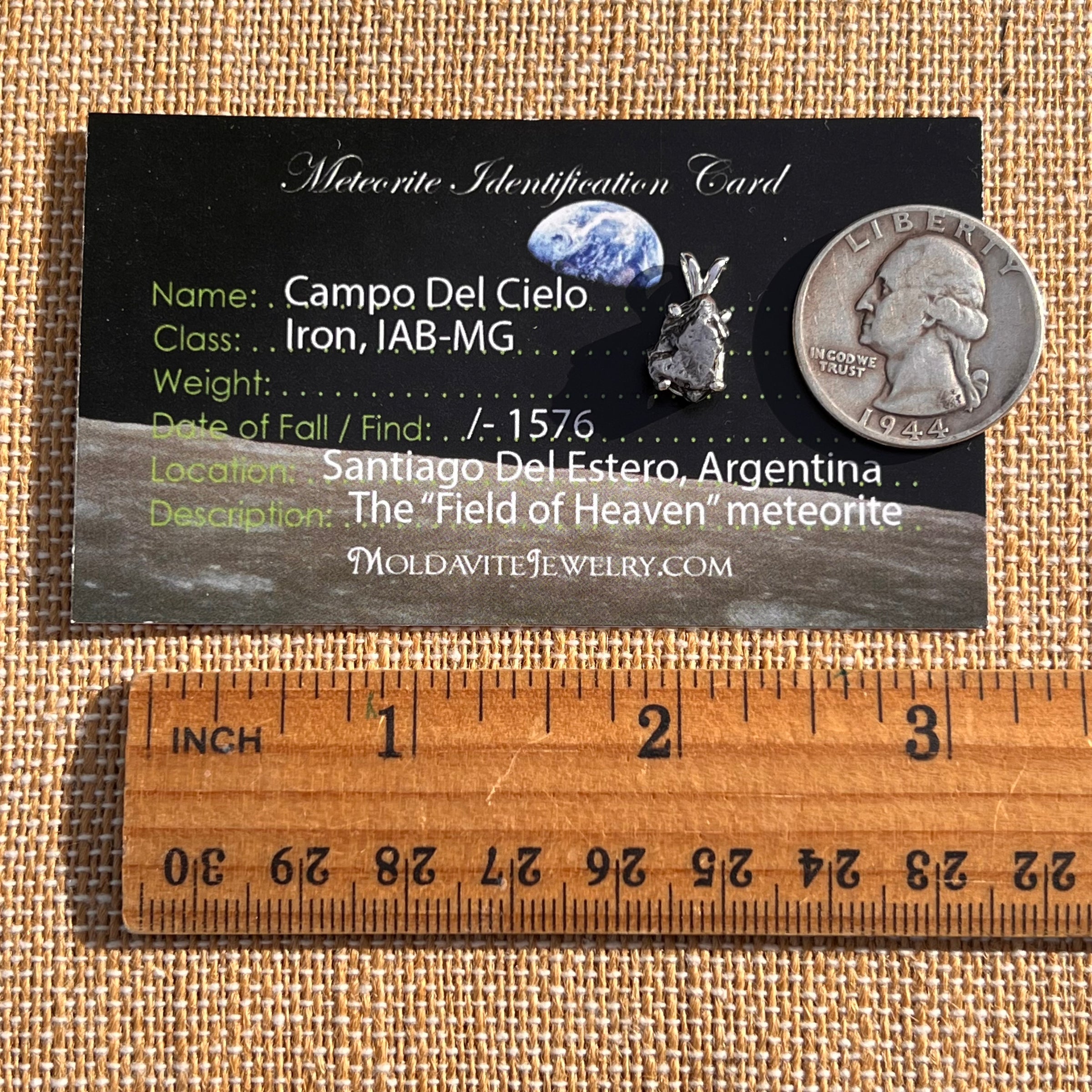 Campo Del Cielo Meteorite Pendant Sterling #7727-Moldavite Life