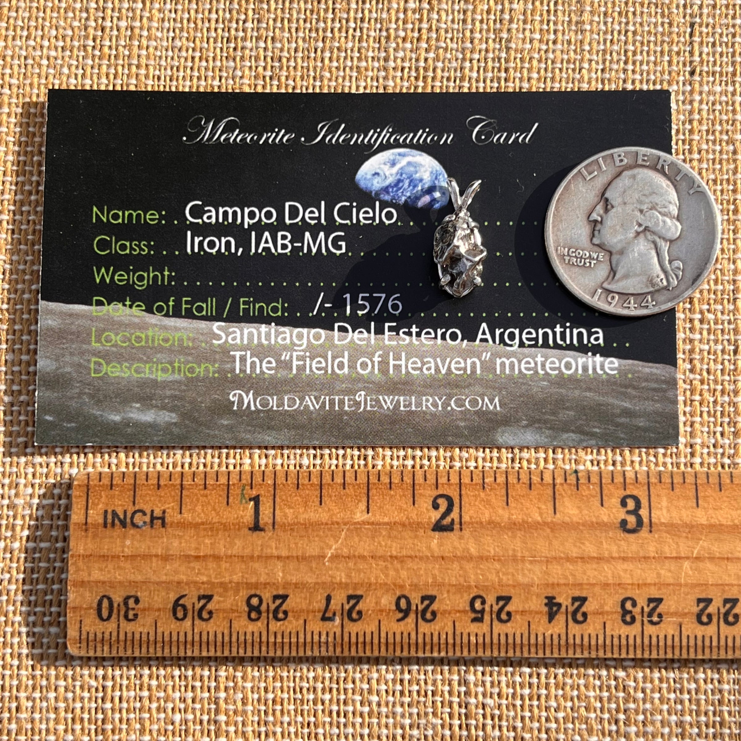 Campo Del Cielo Meteorite Pendant Sterling #7732-Moldavite Life