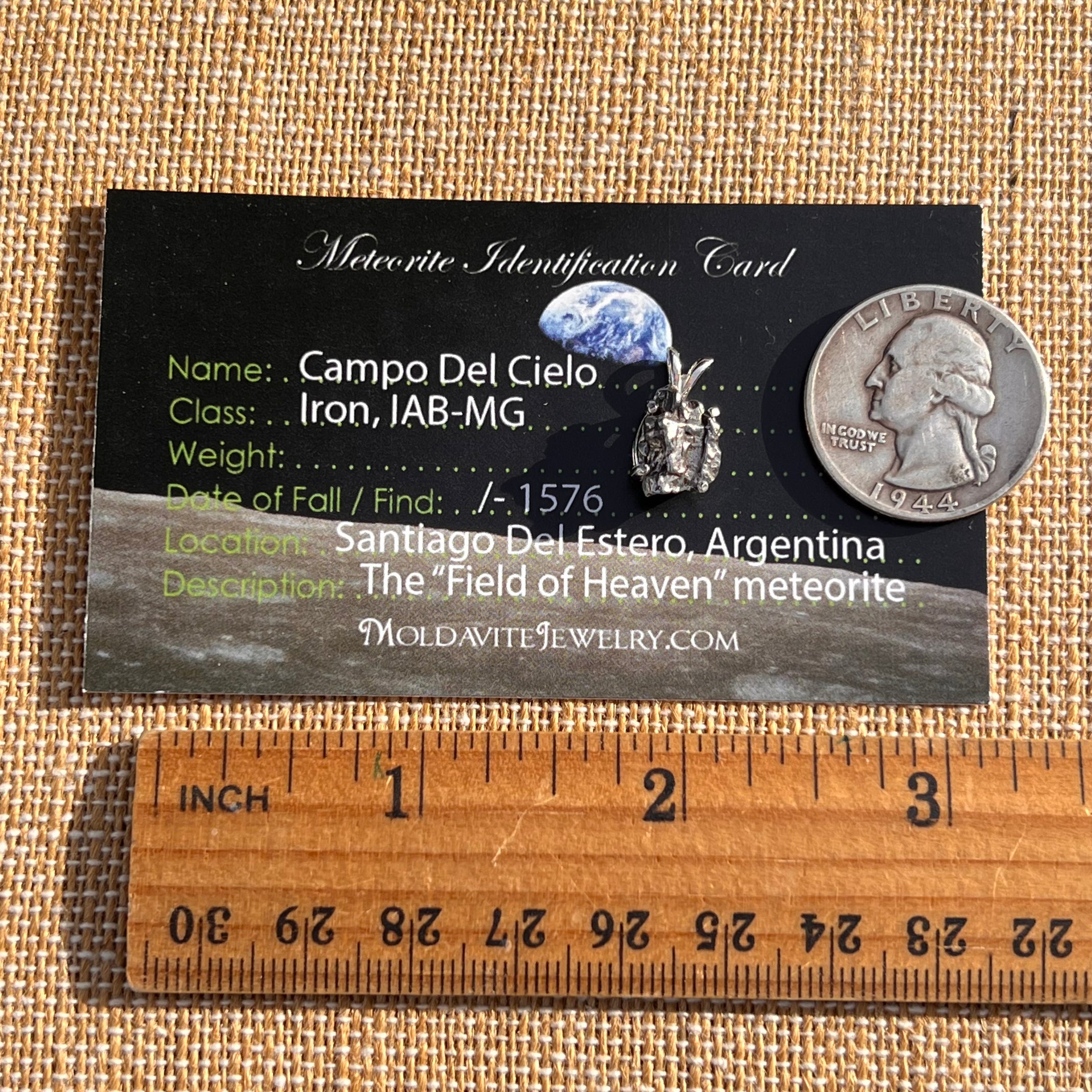 Campo Del Cielo Meteorite Pendant Sterling #7733-Moldavite Life