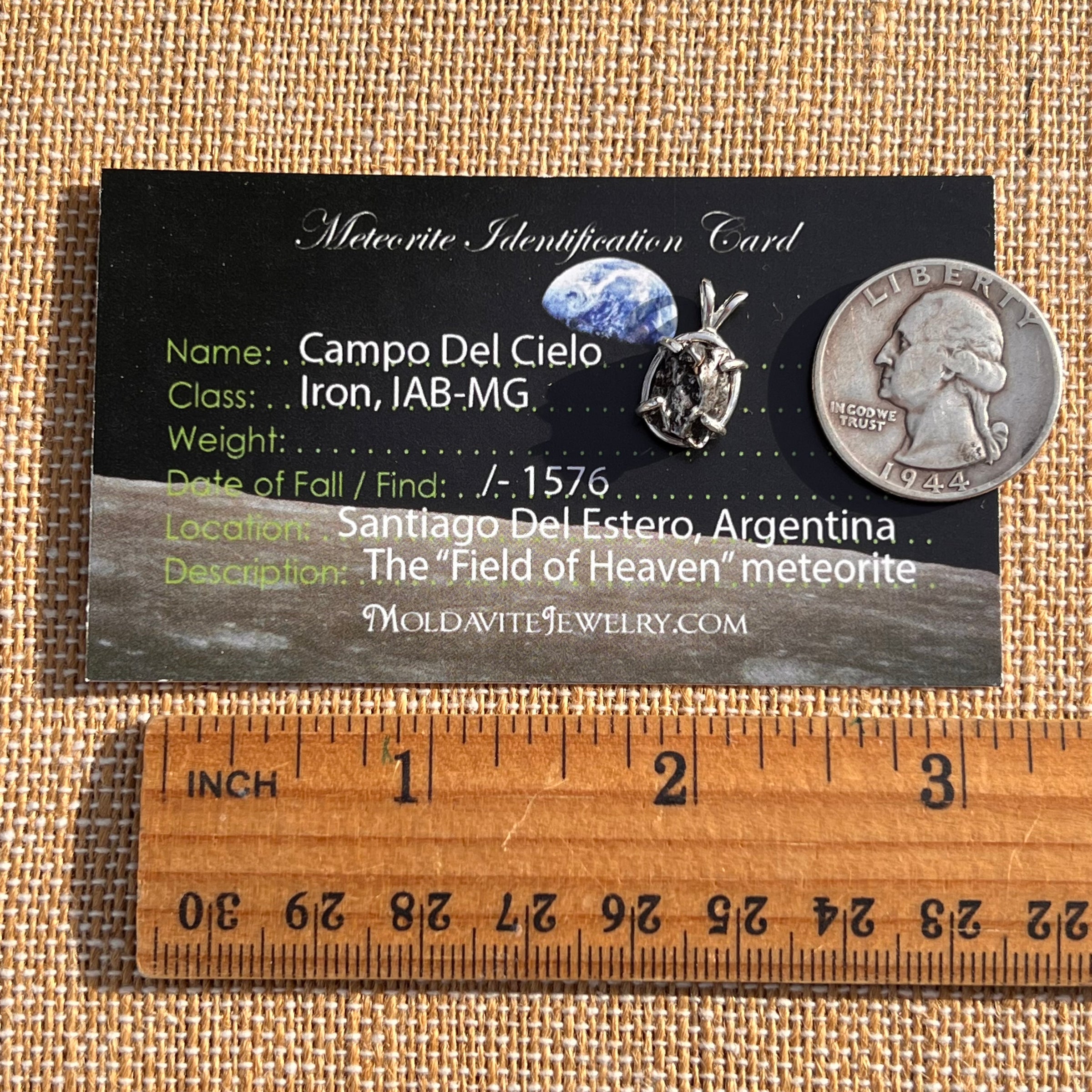 Campo Del Cielo Meteorite Pendant Sterling #7735-Moldavite Life
