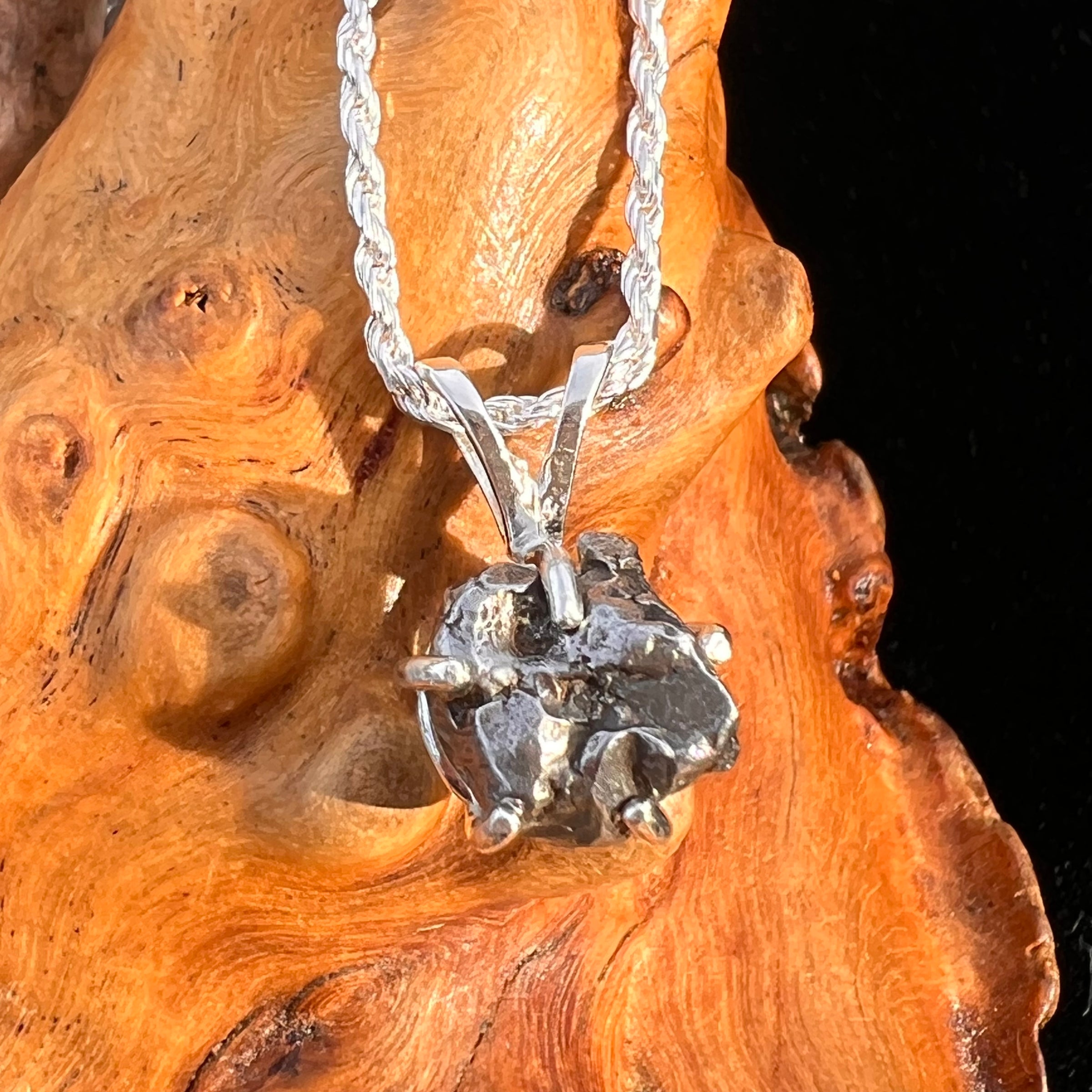 Campo Del Cielo Meteorite Pendant Sterling #7737-Moldavite Life