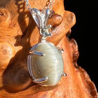 Cat's Eye Chrysoberyl & Moldavite Necklace Sterling #7708-Moldavite Life