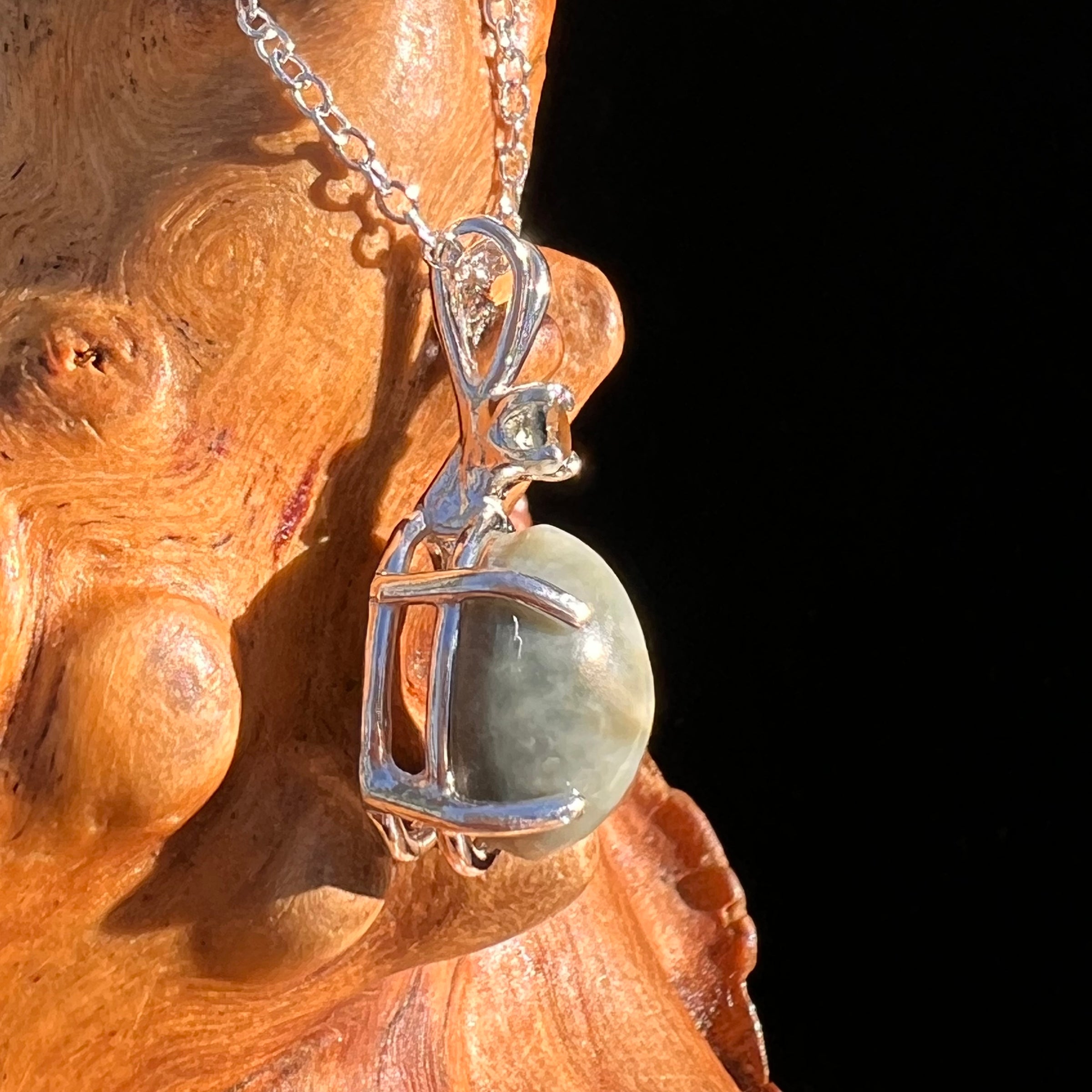 Cat's Eye Chrysoberyl & Moldavite Necklace Sterling #7709-Moldavite Life