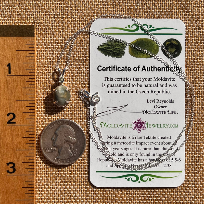 Cat's Eye Chrysoberyl & Moldavite Necklace Sterling #7709-Moldavite Life