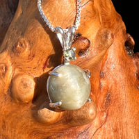 Cat's Eye Chrysoberyl & Moldavite Pendant Sterling #7557-Moldavite Life