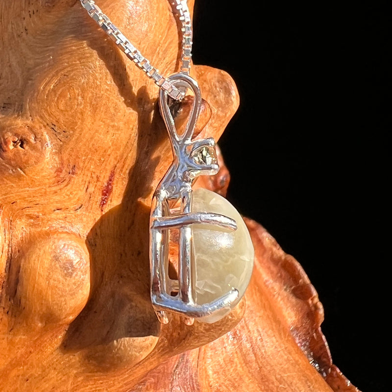 Cat's Eye Chrysoberyl & Moldavite Pendant Sterling #7559-Moldavite Life