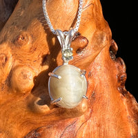 Cat's Eye Chrysoberyl & Moldavite Pendant Sterling #7559-Moldavite Life