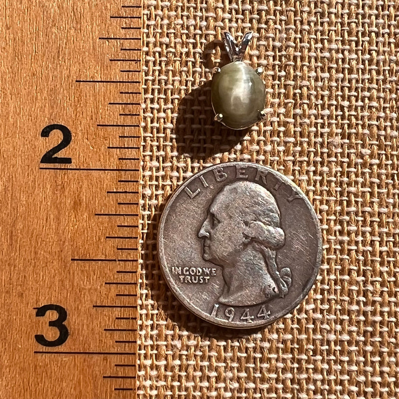 Cat's Eye Chrysoberyl Pendant Sterling #7782-Moldavite Life