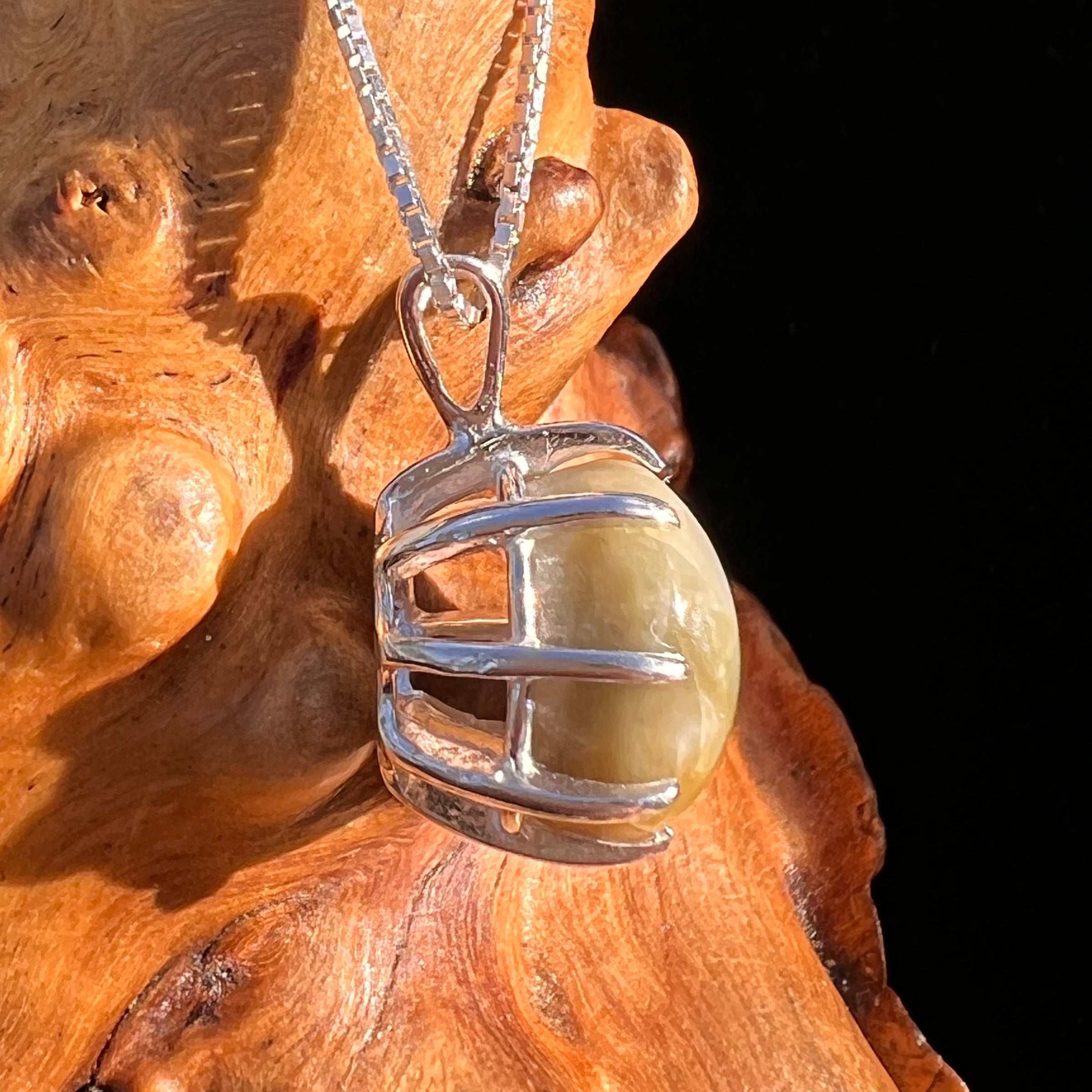 Cat's Eye Chrysoberyl Pendant Sterling #7786-Moldavite Life