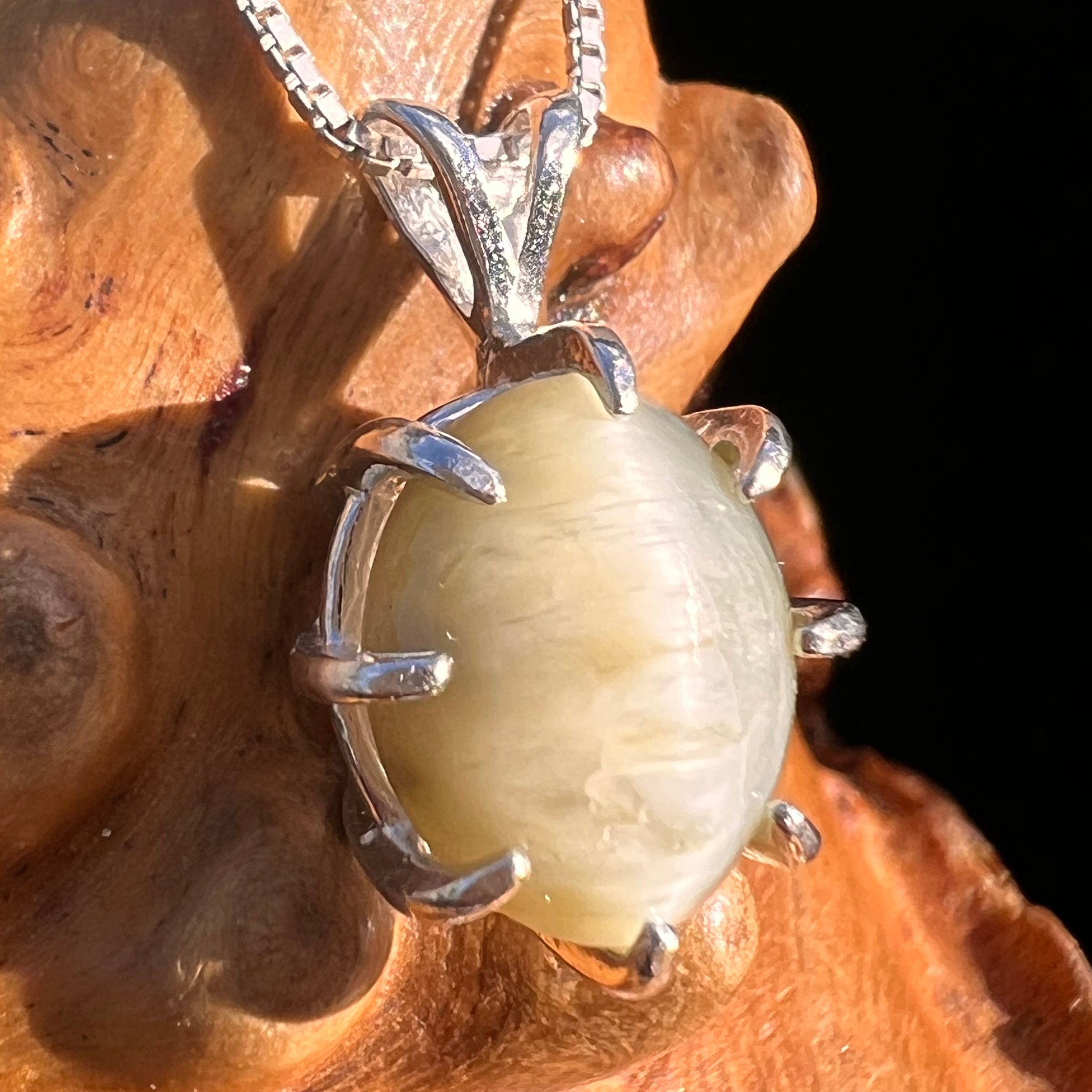 Cat's Eye Chrysoberyl Pendant Sterling #7789-Moldavite Life