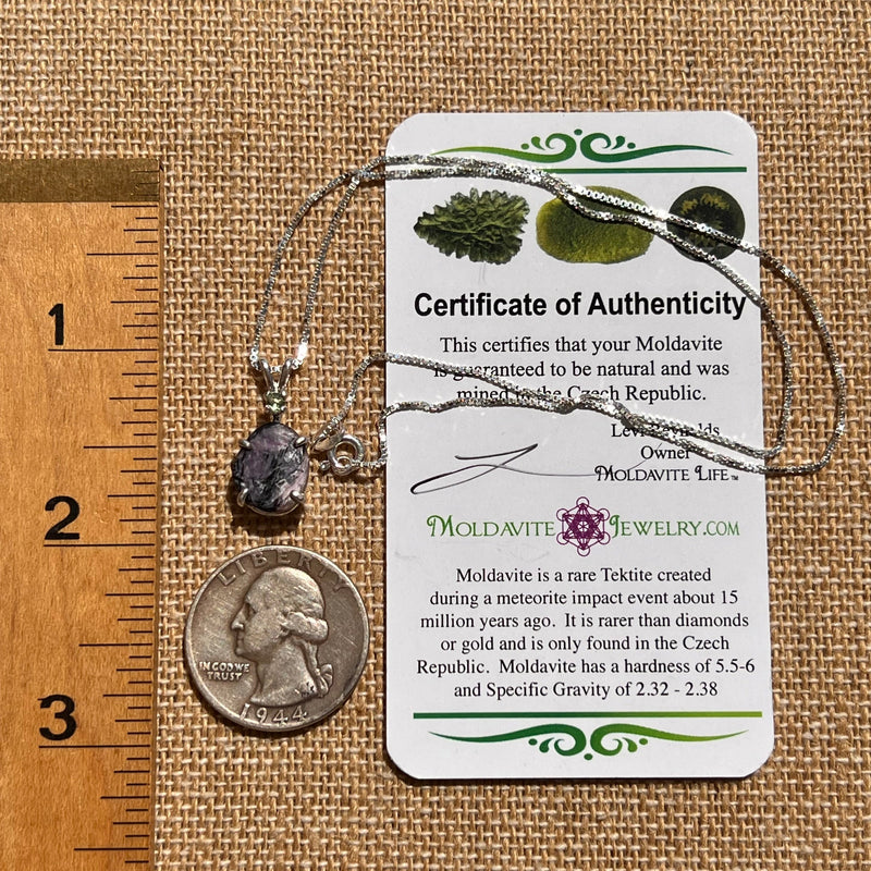 Charoite Moldavite Necklace Sterling Silver #5629-Moldavite Life