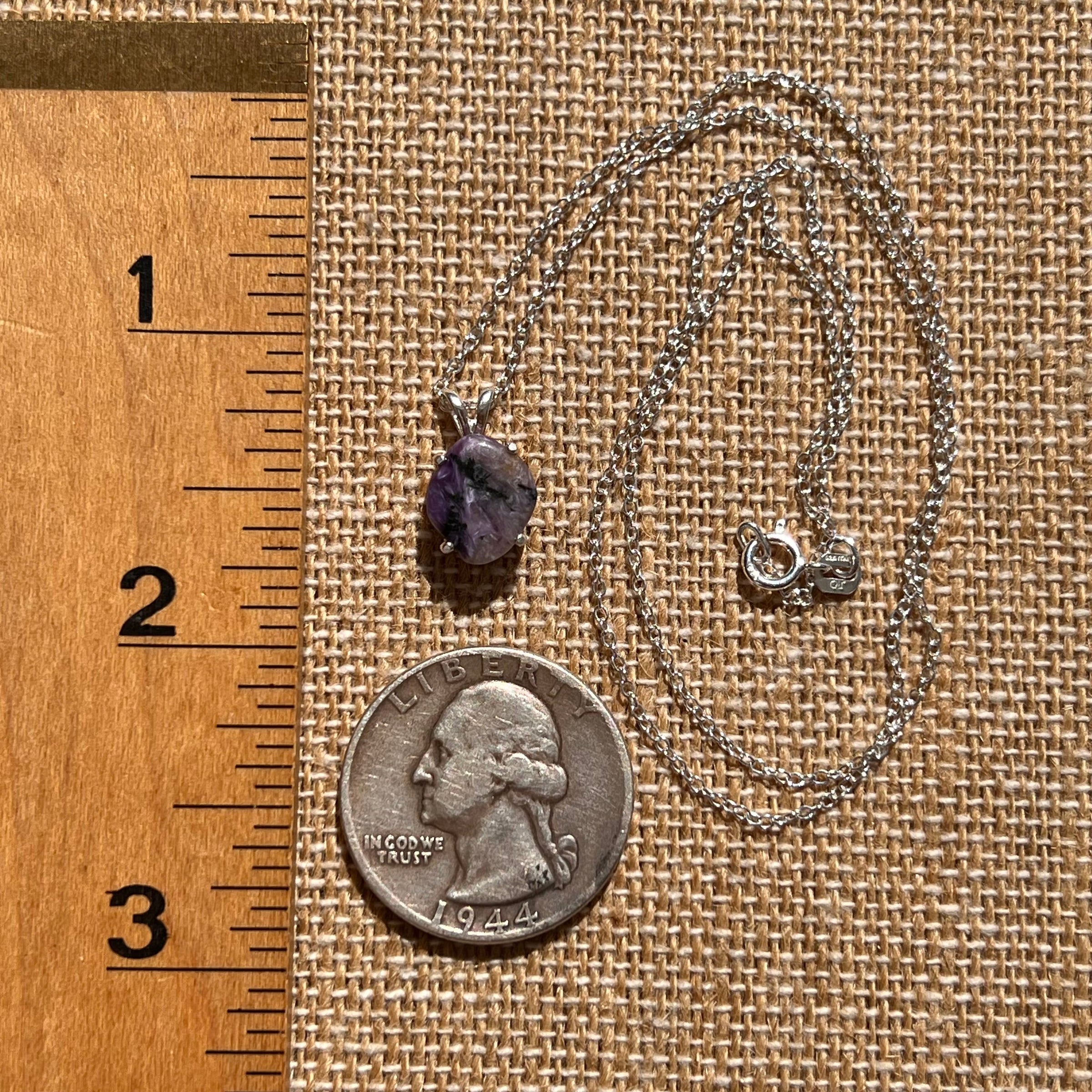 Charoite Necklace Sterling Silver #5632-Moldavite Life