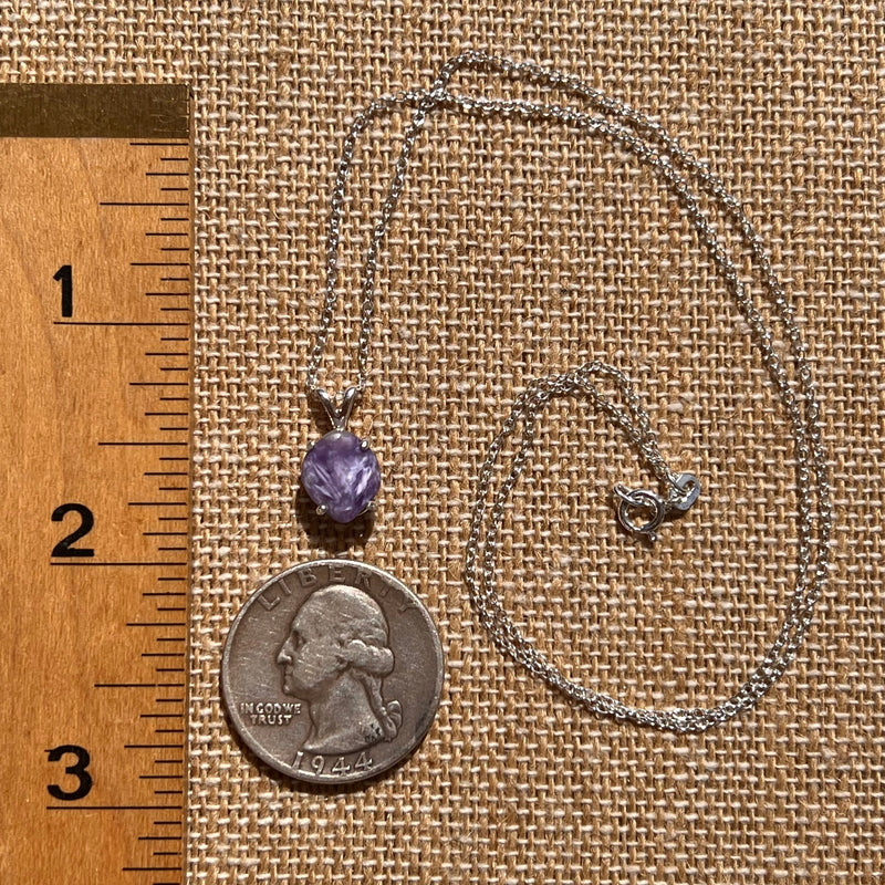 Charoite Necklace Sterling Silver #5633-Moldavite Life