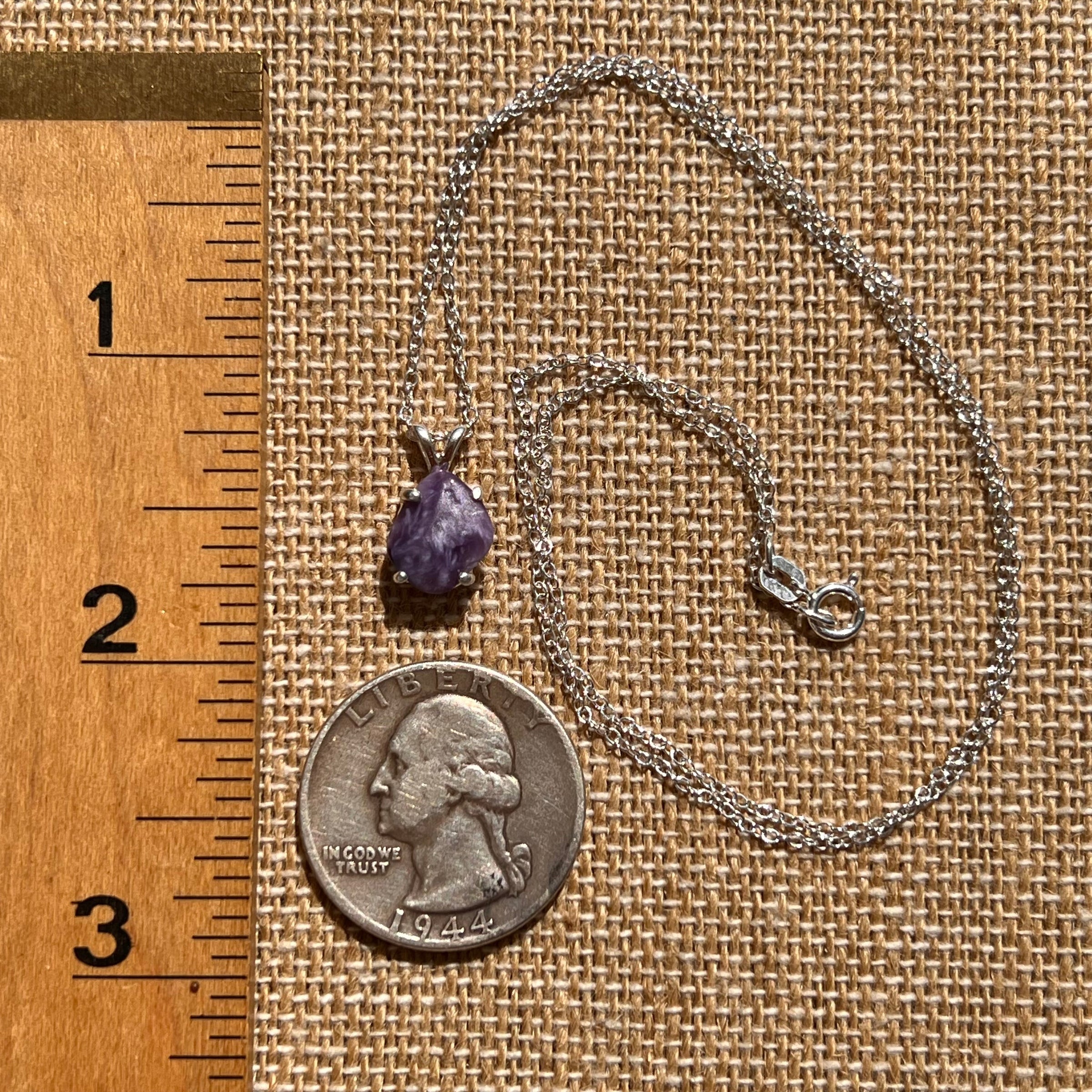 Charoite Necklace Sterling Silver #5640-Moldavite Life