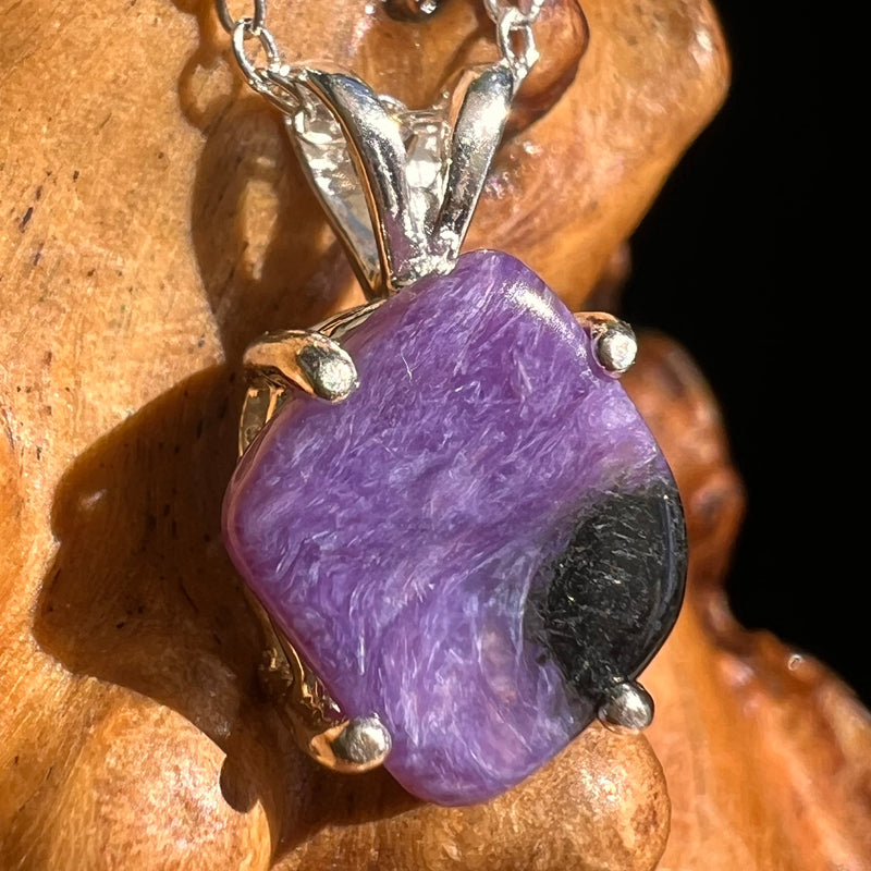 Charoite Necklace Sterling Silver #5644-Moldavite Life