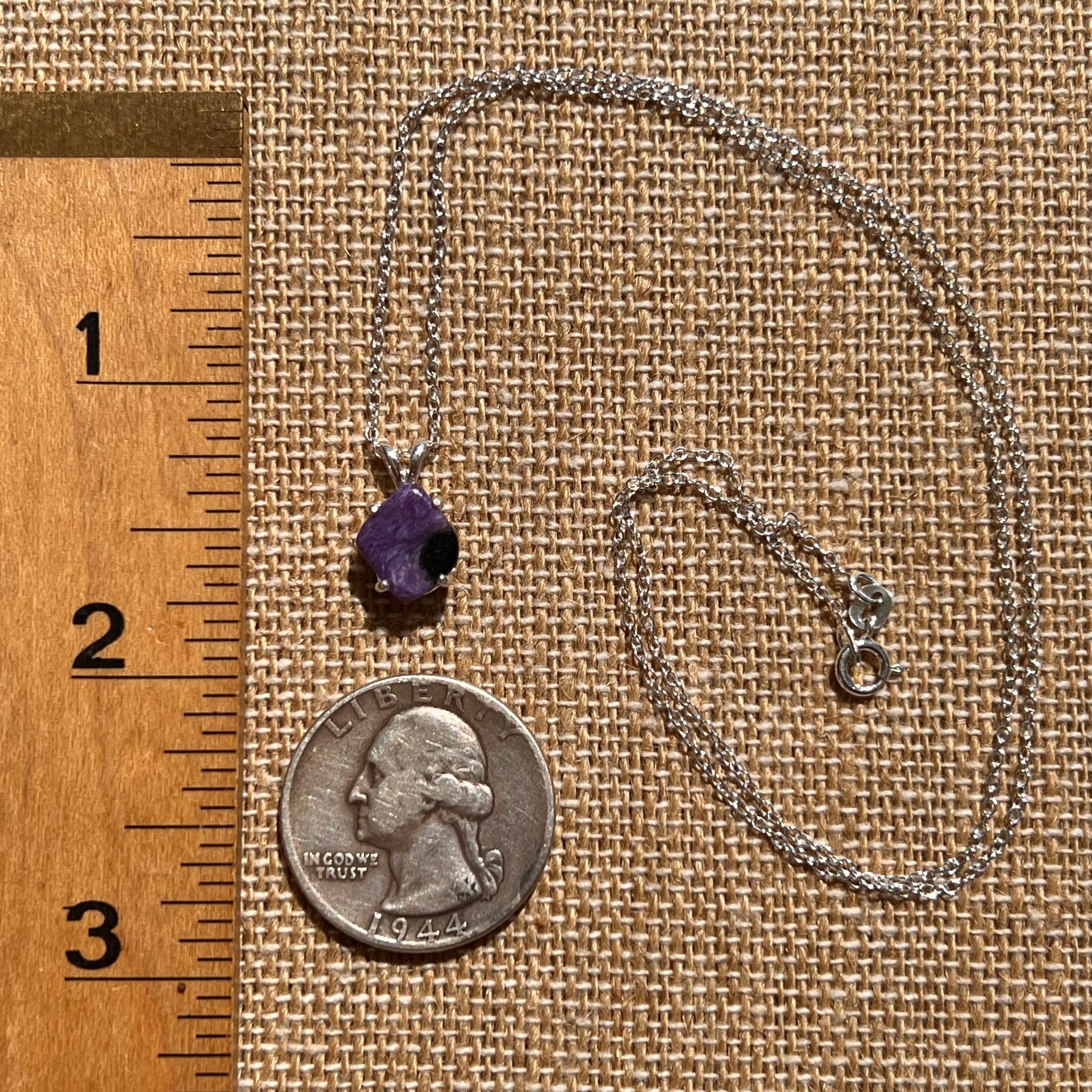Charoite Necklace Sterling Silver #5644-Moldavite Life