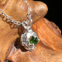 Chrome Diopside Green Rose Necklace Sterling #8037-Moldavite Life