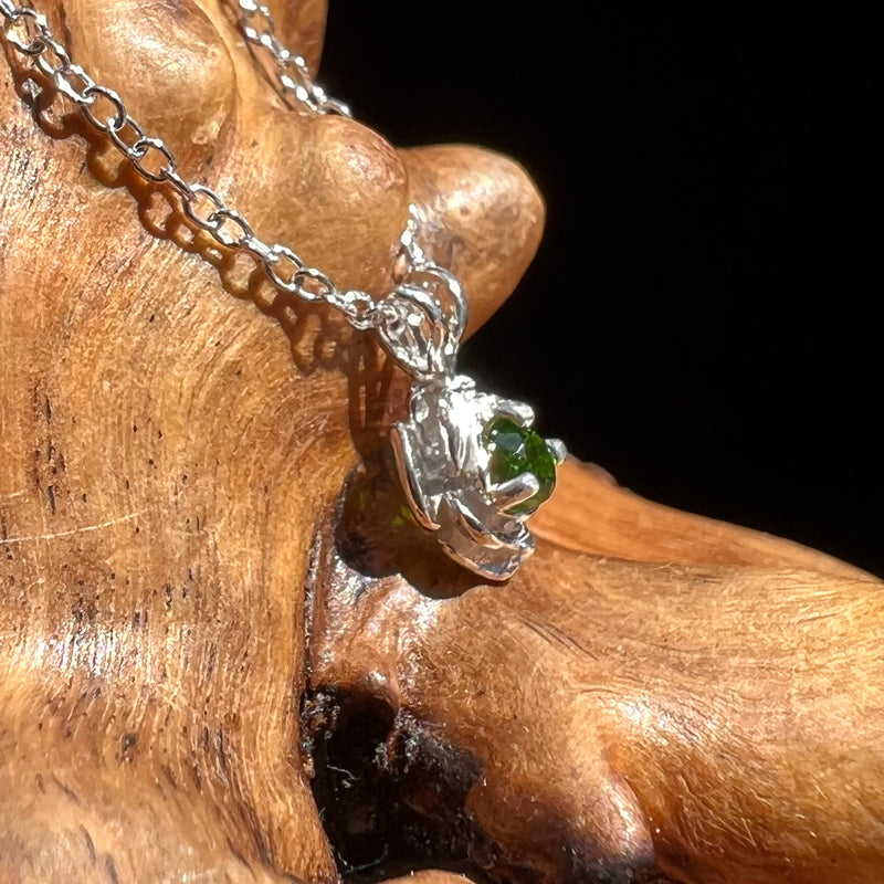 Chrome Diopside Rose Necklace Sterling Silver-Moldavite Life