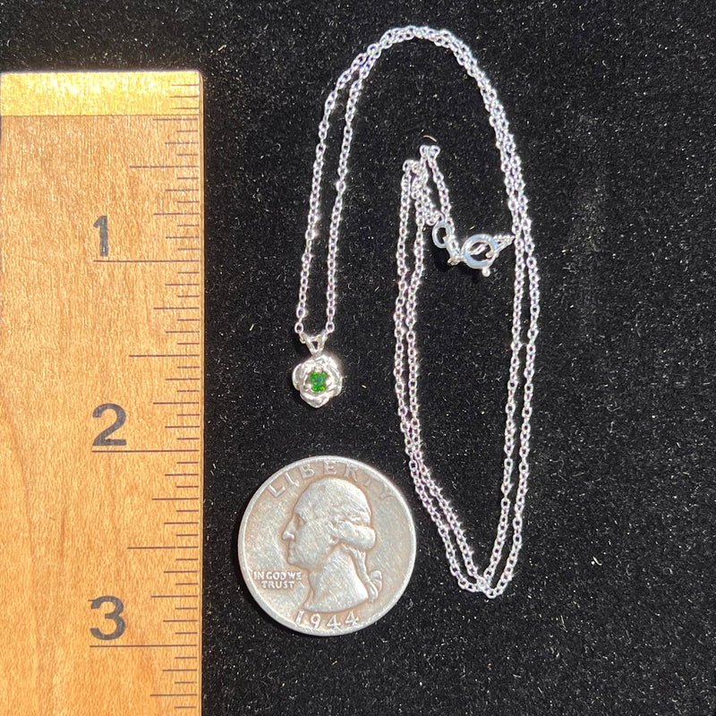 Chrome Diopside Rose Necklace Sterling Silver-Moldavite Life