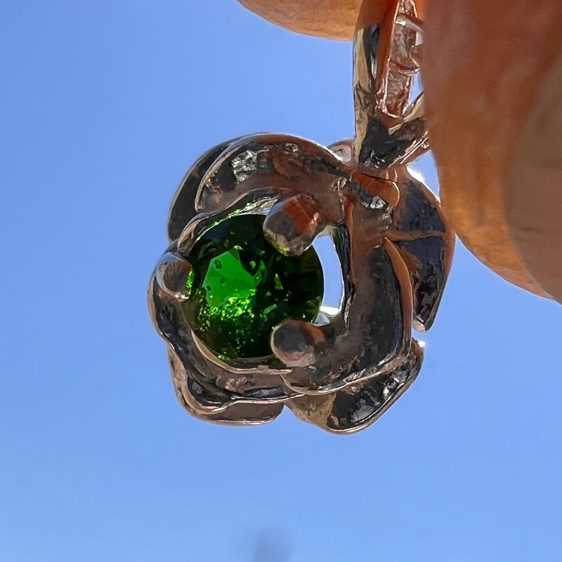 Chrome Diopside Rose Necklace Sterling Silver-Moldavite Life