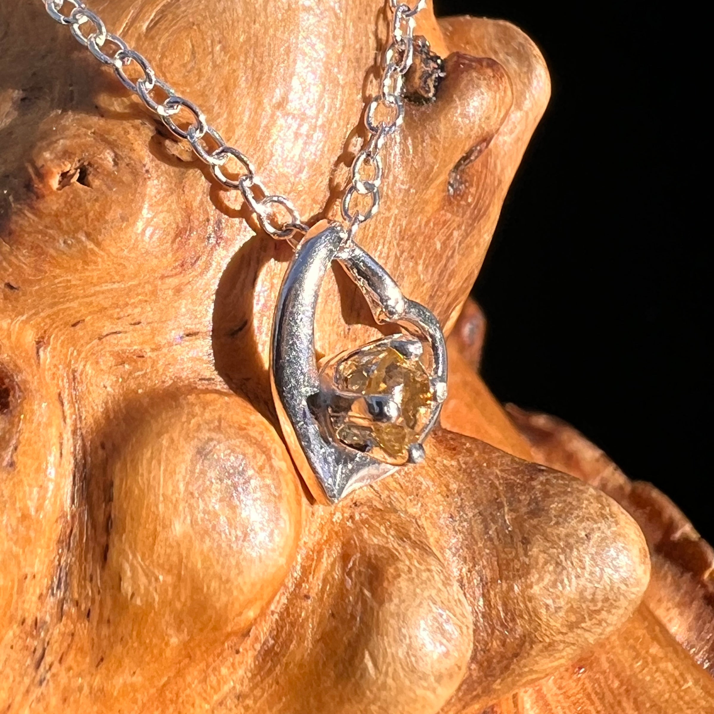 Citrine Heart Necklace Sterling Silver #8189-Moldavite Life