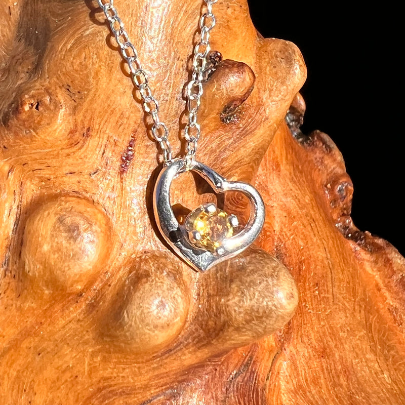 Citrine Heart Necklace Sterling Silver #8189-Moldavite Life