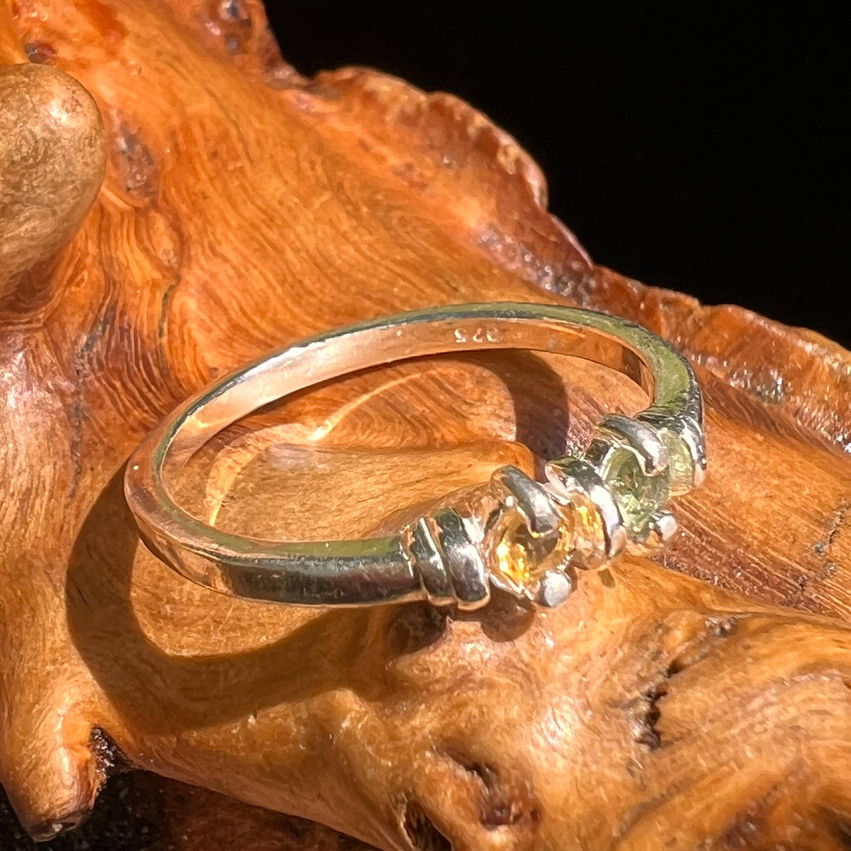 Citrine & Moldavite Ring Sterling Silver #5115-Moldavite Life
