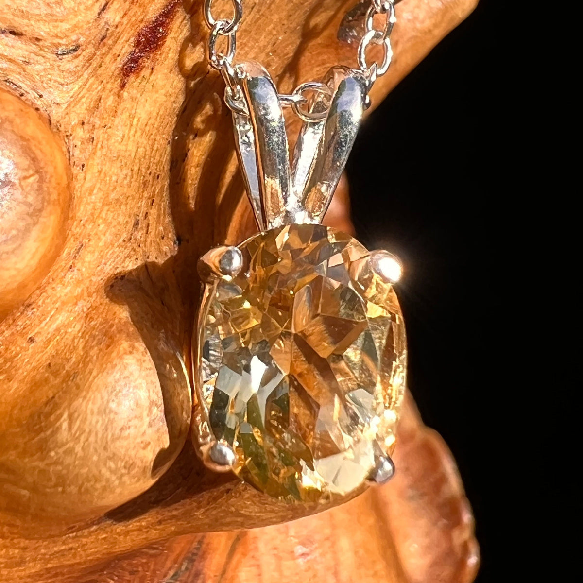 Citrine Oval Necklace Sterling Silver #8718-Moldavite Life